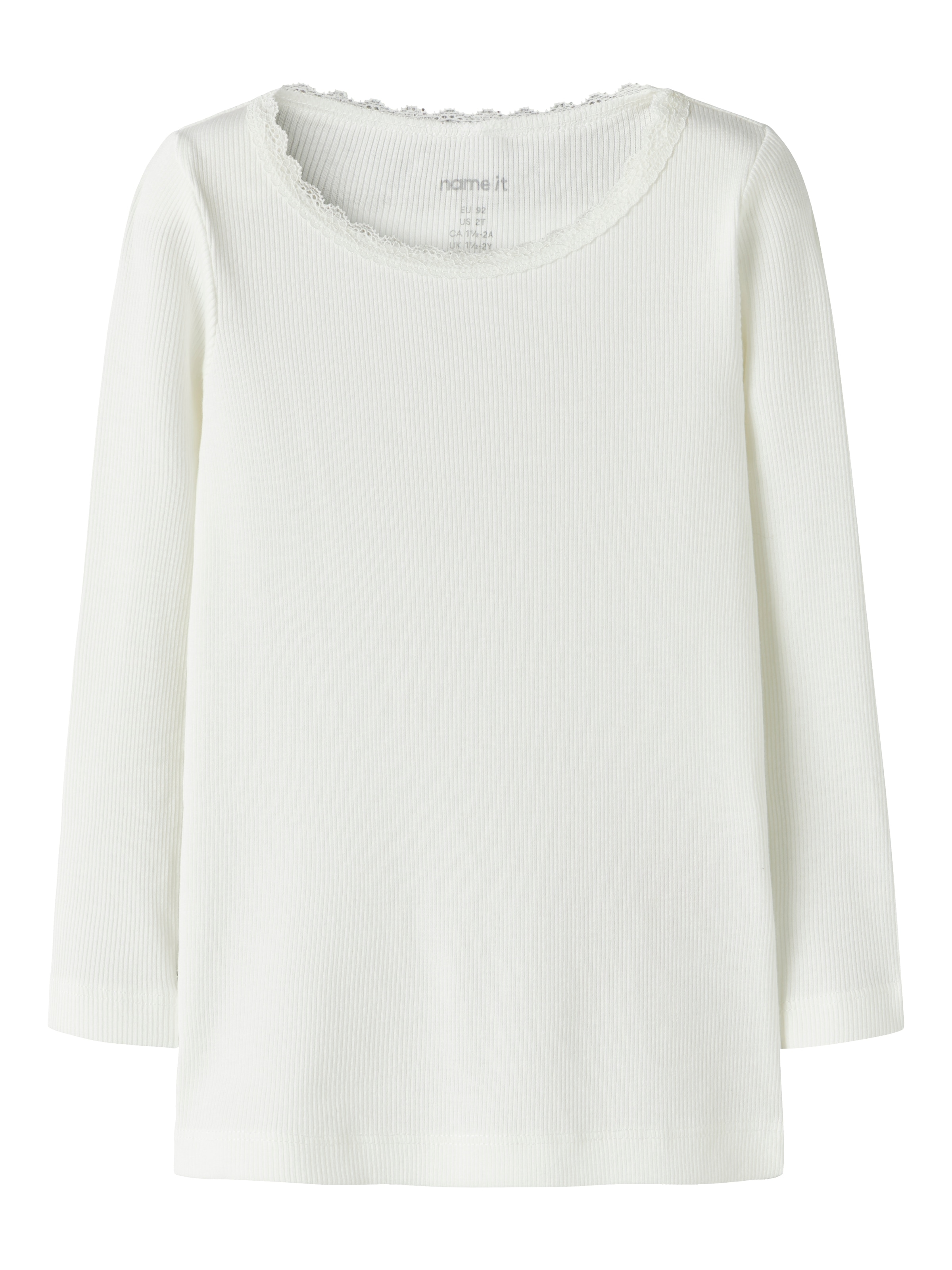 Name It T-shirt à manches longues »NMFKAB LS TOP NOOS« en côtes fines et avec jolie bordure en dentelle à l'encolure
