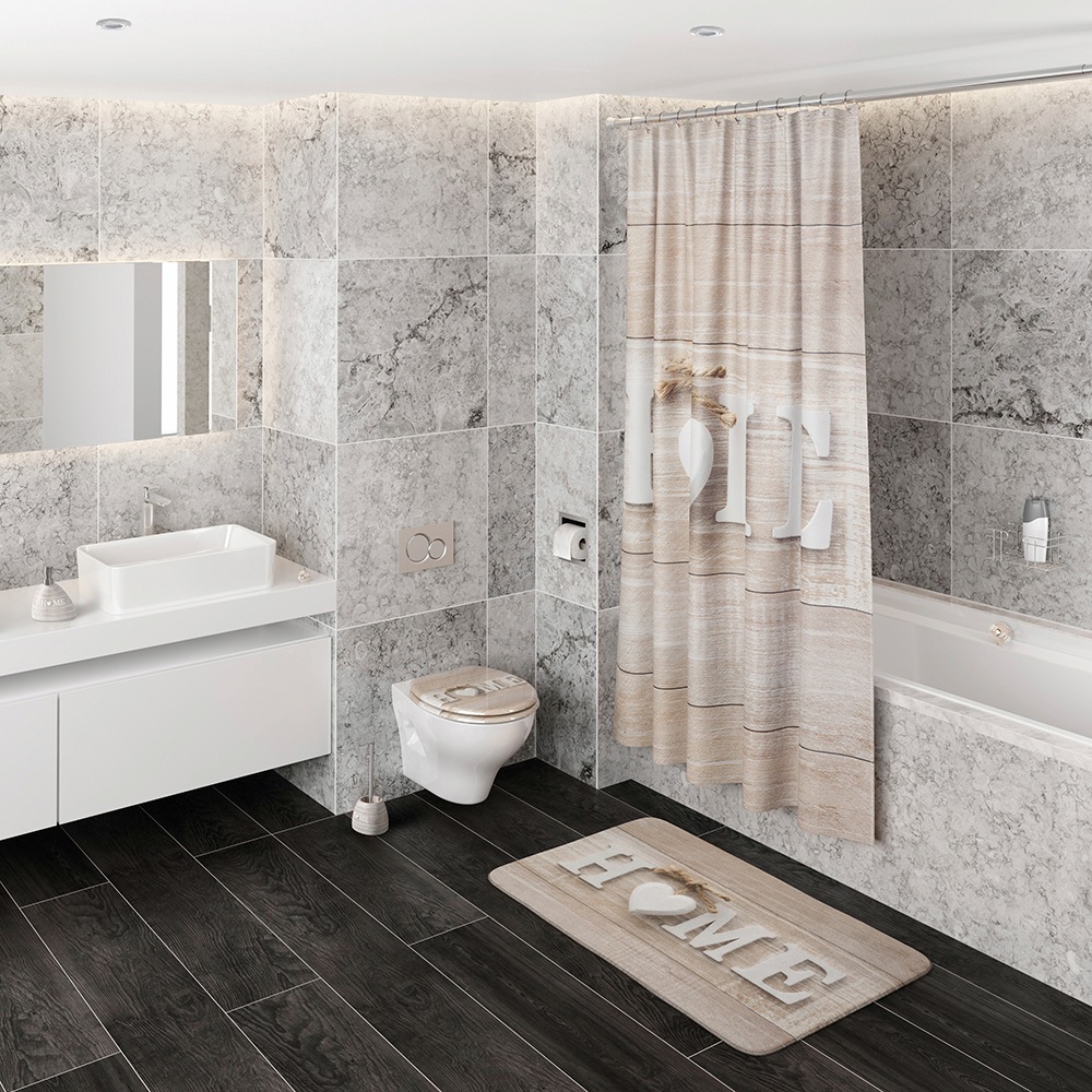 Sanilo Badaccessoire-Set »Home« bestehend aus WC-Sitz, Badteppich, Stöpsel, Seifenspender, WC-Bürste