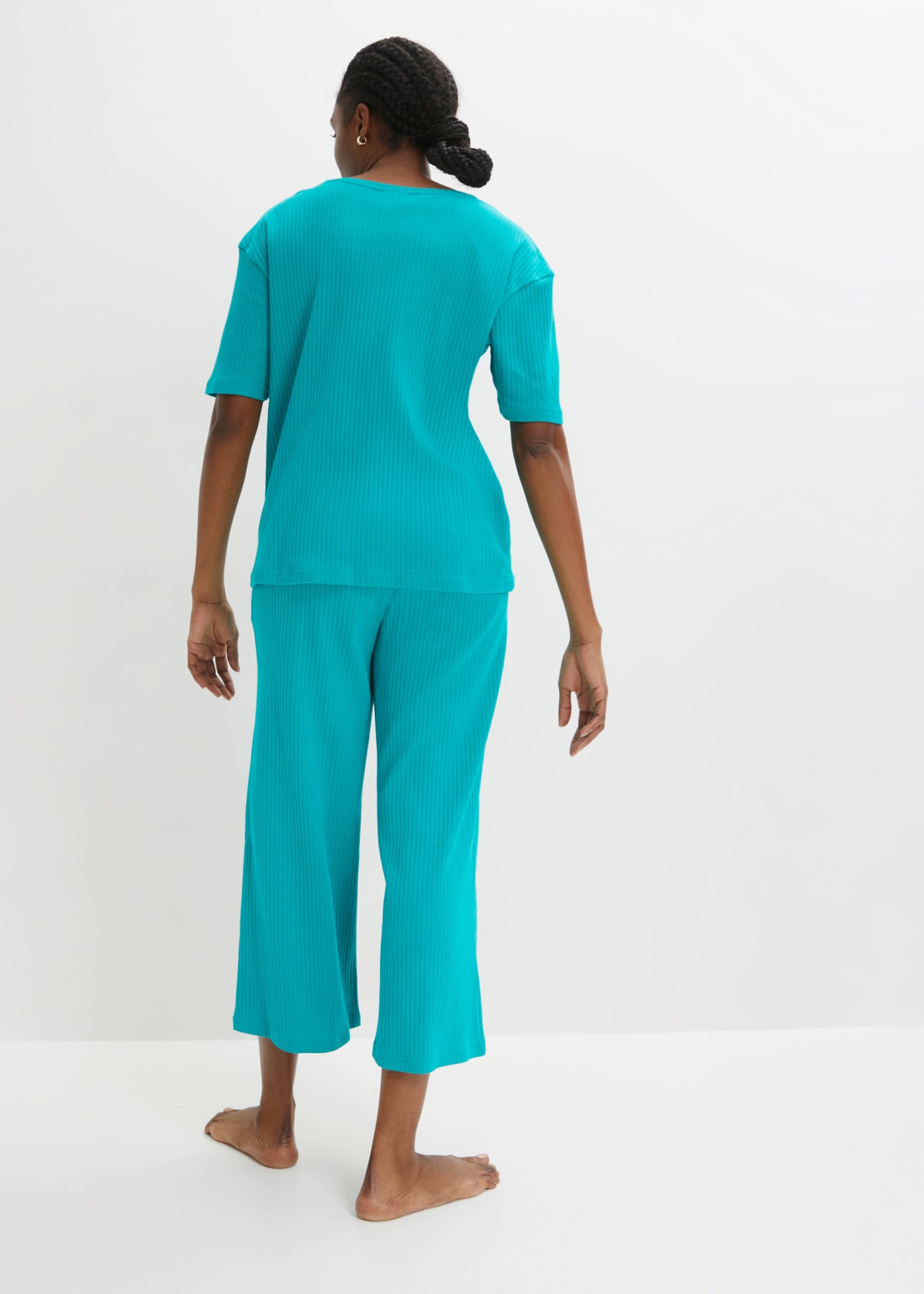 bonprix Hausanzug Set,  aus Baumwolle, Oversize-Passform, gerippte Struktur, weite Hose