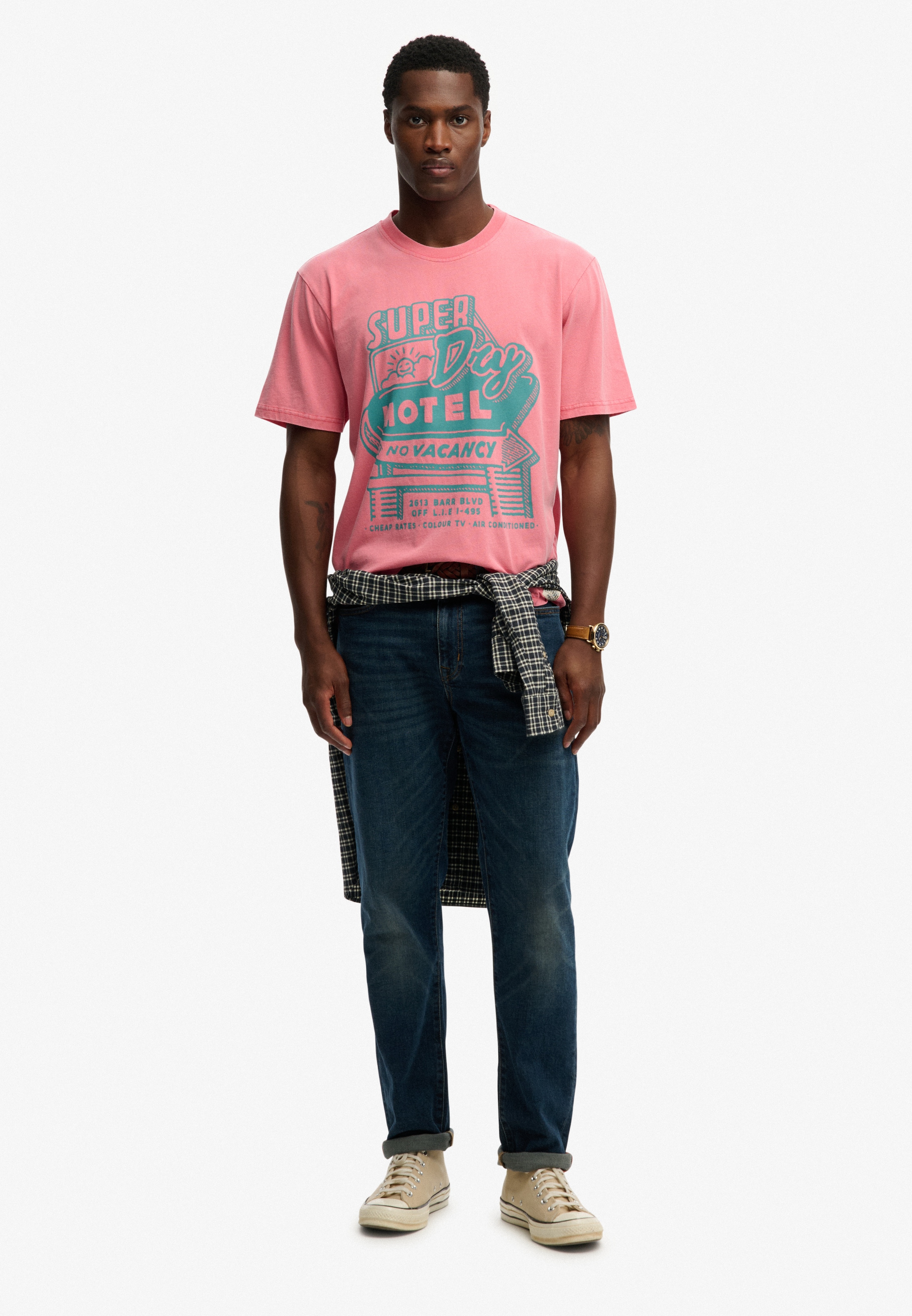 Superdry Shirt à col rond »ROADSIDE TRADE LOOSE TEE« Loose Fit, en coton et jersey simple, avec imprimé, facile d'entretien