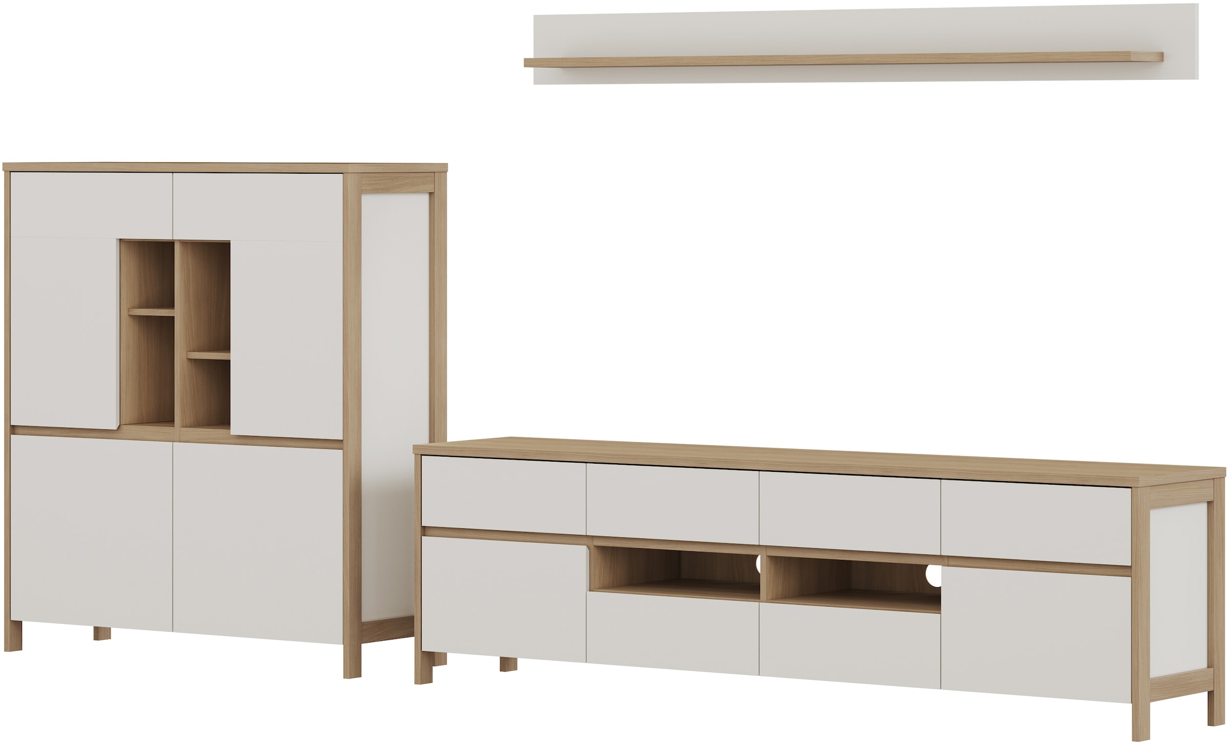 Home affaire Meuble mural »Stranda, moderne Anbauwand, Komplettset im Scandi-Style« 3 cuis tlg.