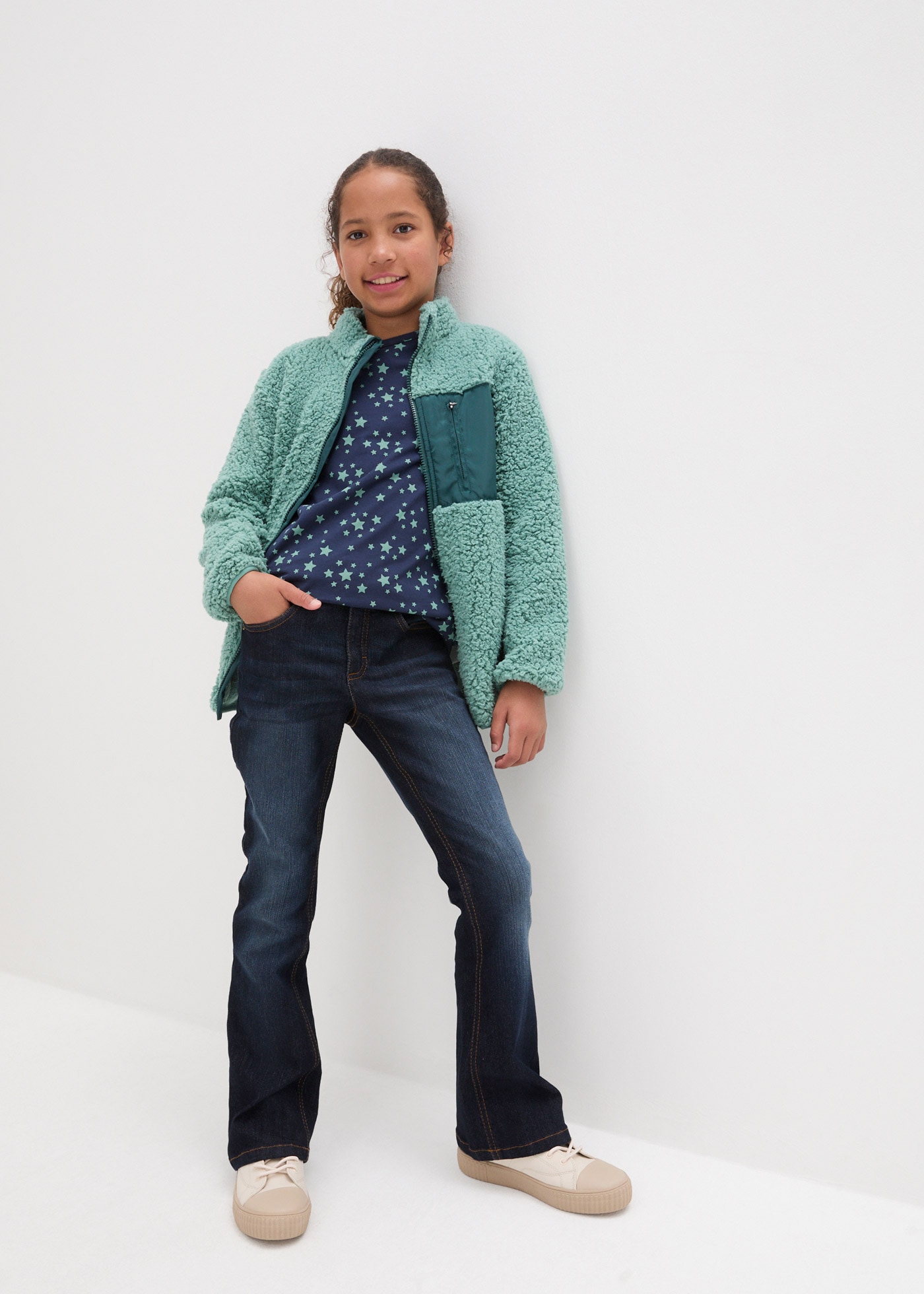 bonprix T-shirt à manches longues Packung, 3, 3 cuis schmale Passform, Langarm-Ärmel, aus Baumwolle