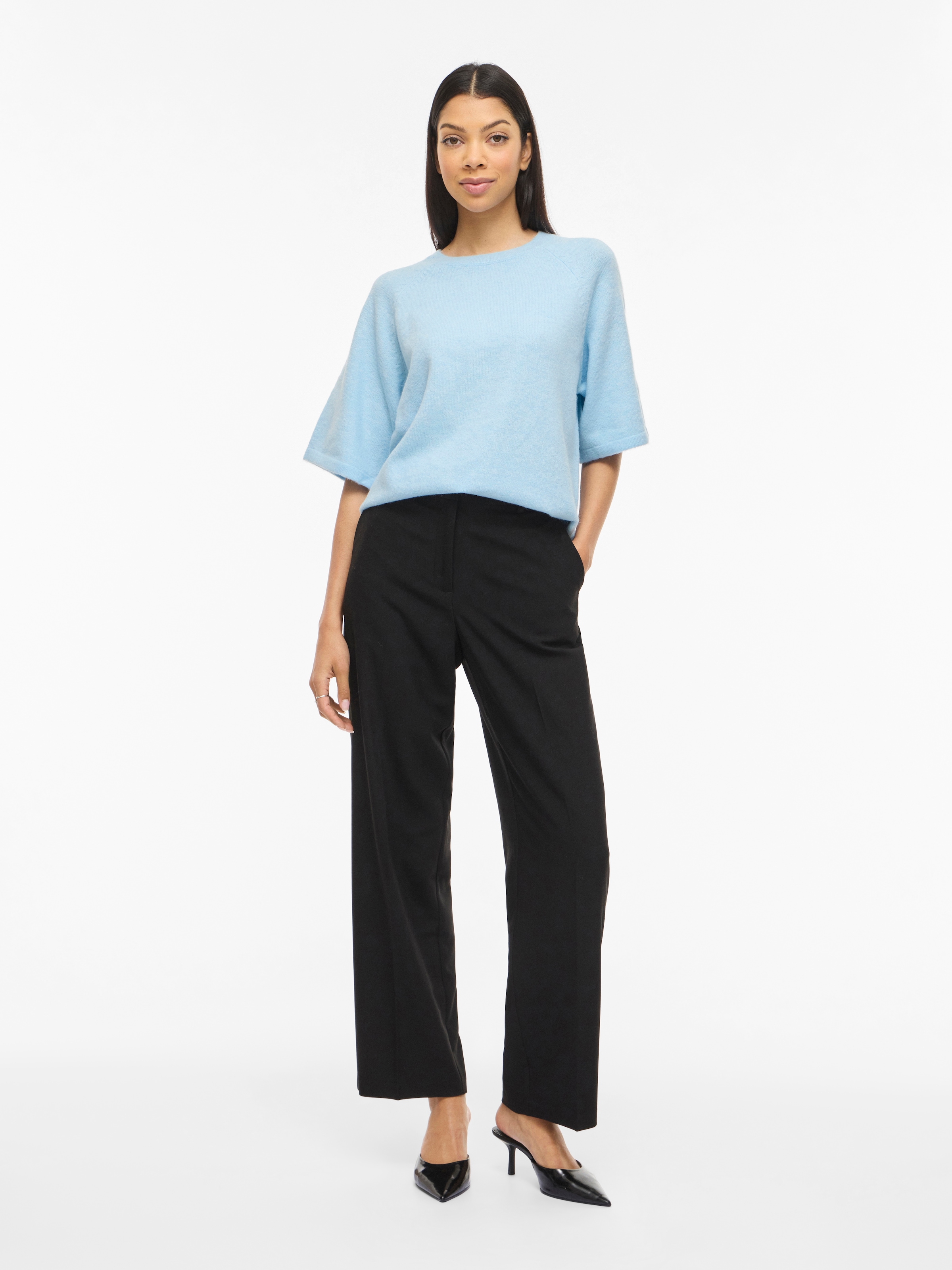 Vila Pull en tricot »VILIGA 2/4 O-NECK KNIT TOP - NOOS« mélange de matières, coupe décontractée