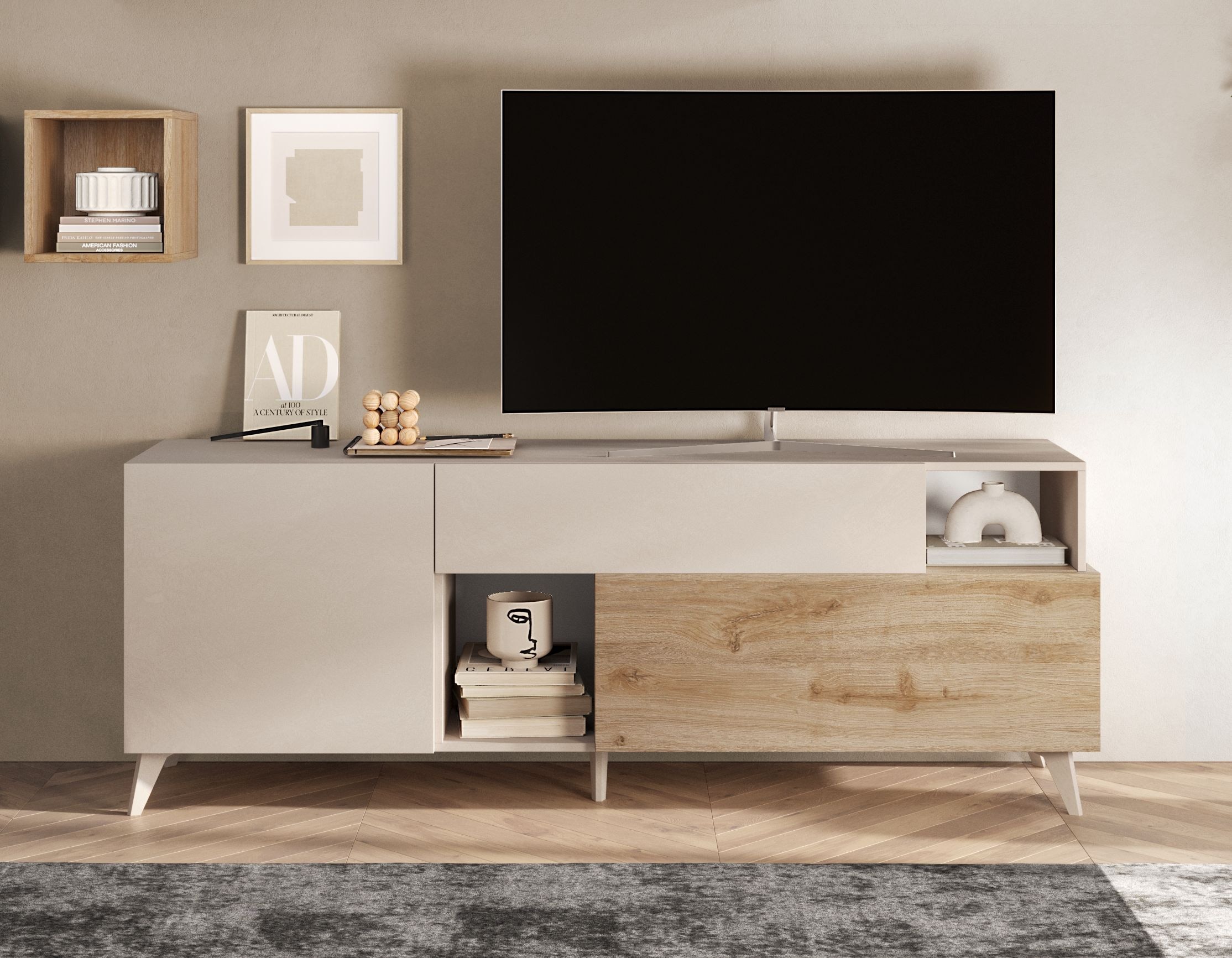Home affaire Table basse »Monaco in Breite 181 cm, TV-Schrank mit Tür, Klappe und Schubkasten« Mediaboard – sanftes Schliessen, edles Design, Platz für alles