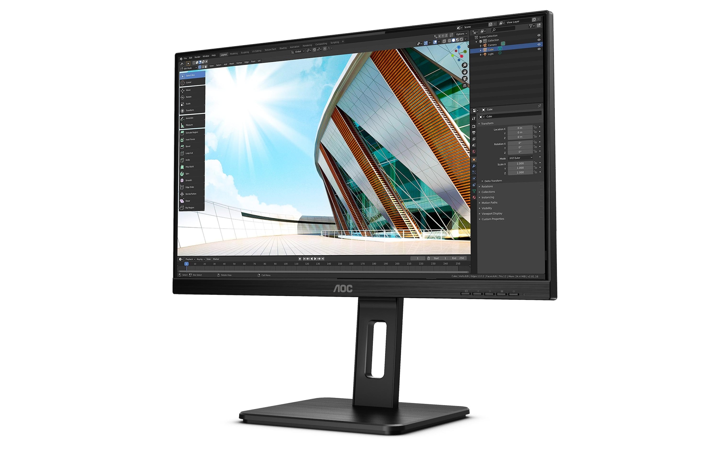 AOC Ergo Monitor »24P2Q« 60,214 cm/23,8 ″  1920 x 1080 px Full HD 4 Reaktionszeit 75 Hz