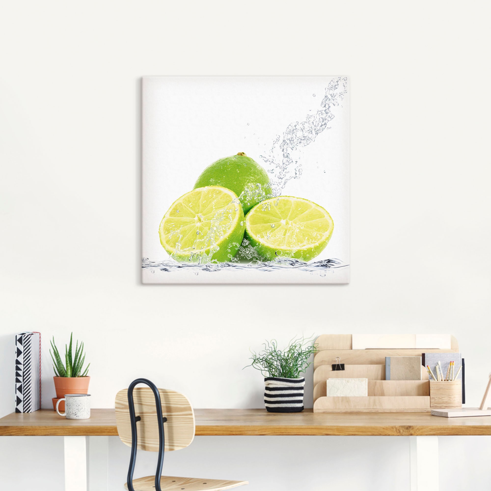 Artland Leinwandbild »Limette mit Spritzwasser« Lebensmittel 1 Stk. tlg. als Leinwandbild, Poster, Wandaufkleber in verschied. Grössen
