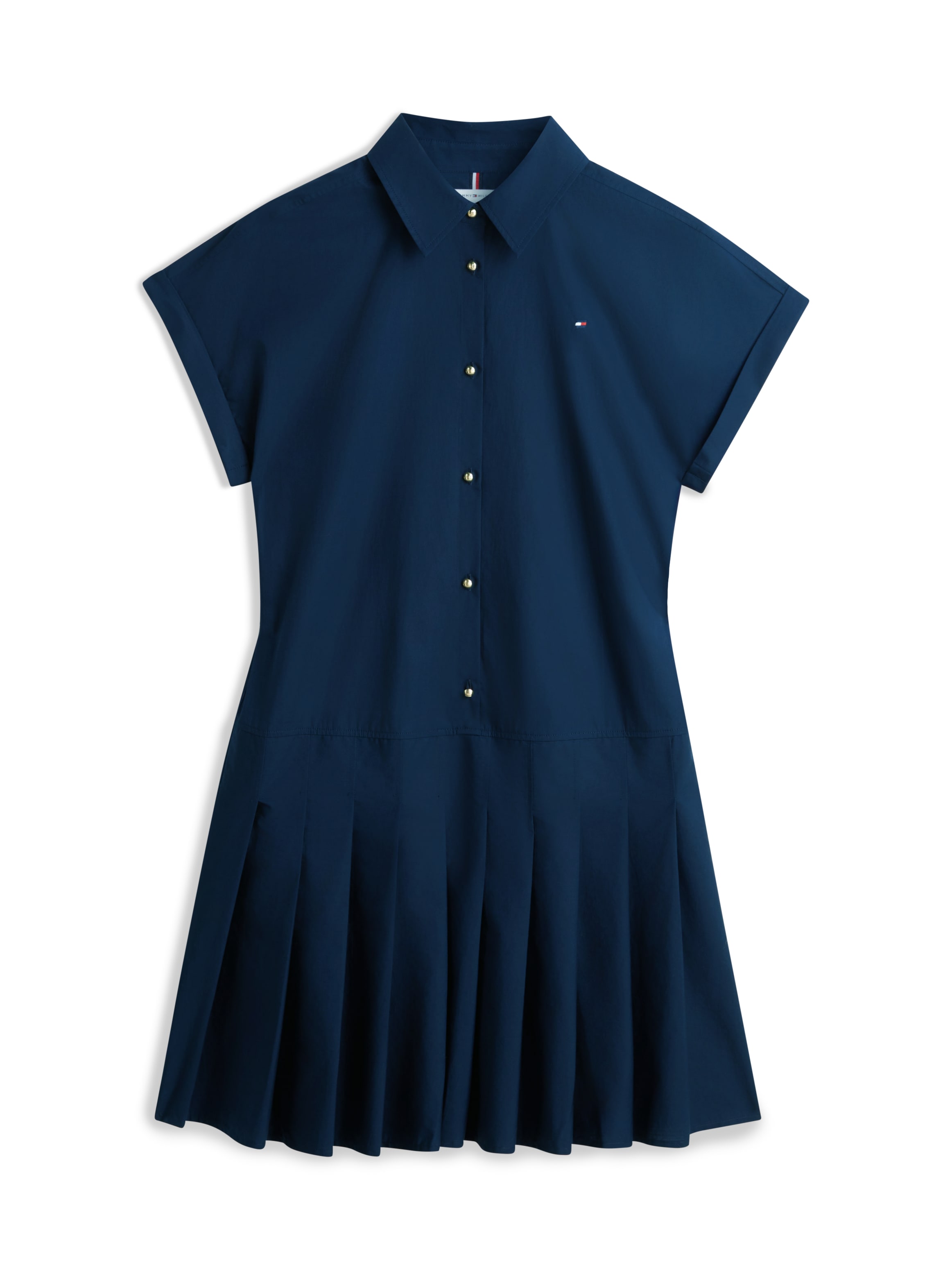 Tommy Hilfiger Robe t-shirt »POPLIN PLEATED SHORT SS DRESS« mit Logo-Stickerei