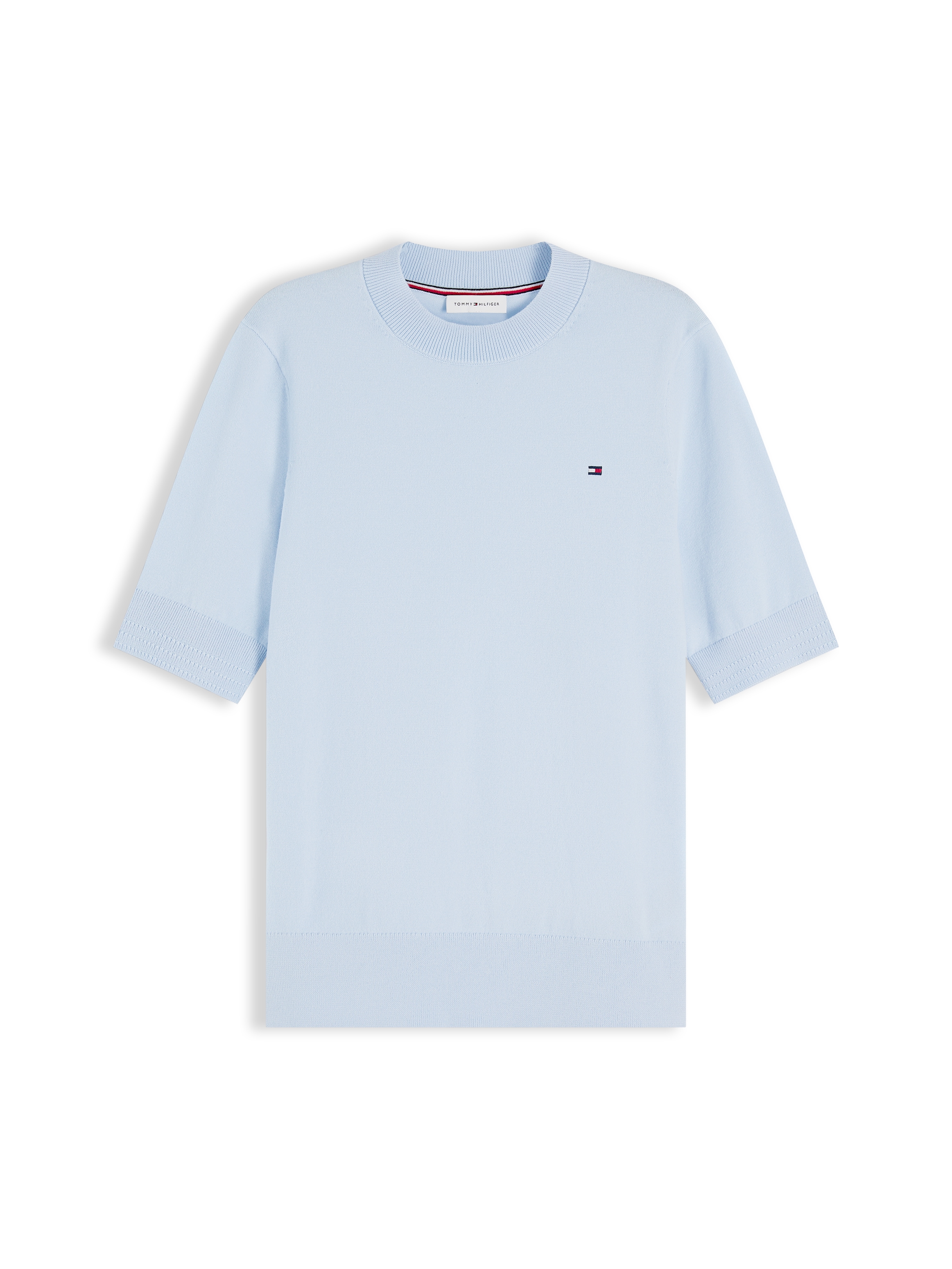 Tommy Hilfiger Pull à manches courtes »CO JERSEY FINE GG C-NK SS SWT« Baumwollmischung, Regular Fit
