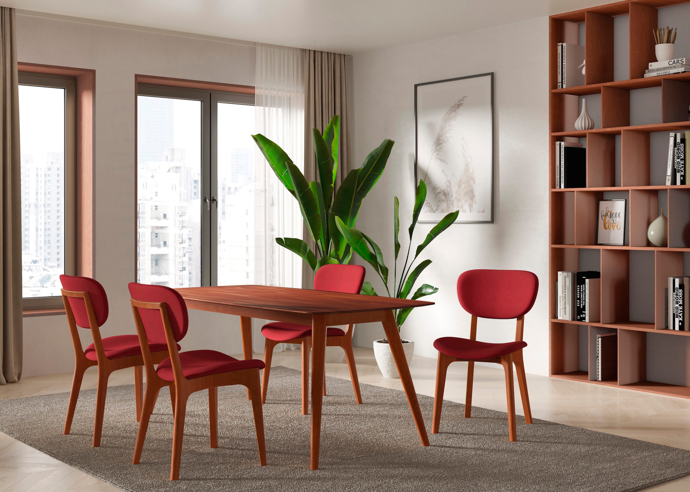 Home affaire Chaise »COZY Made in Italy« (Ensemble) 2 cuisGestell in Buche, Kirsch- oder Nussbaum, Massivholz, Design Stuhl