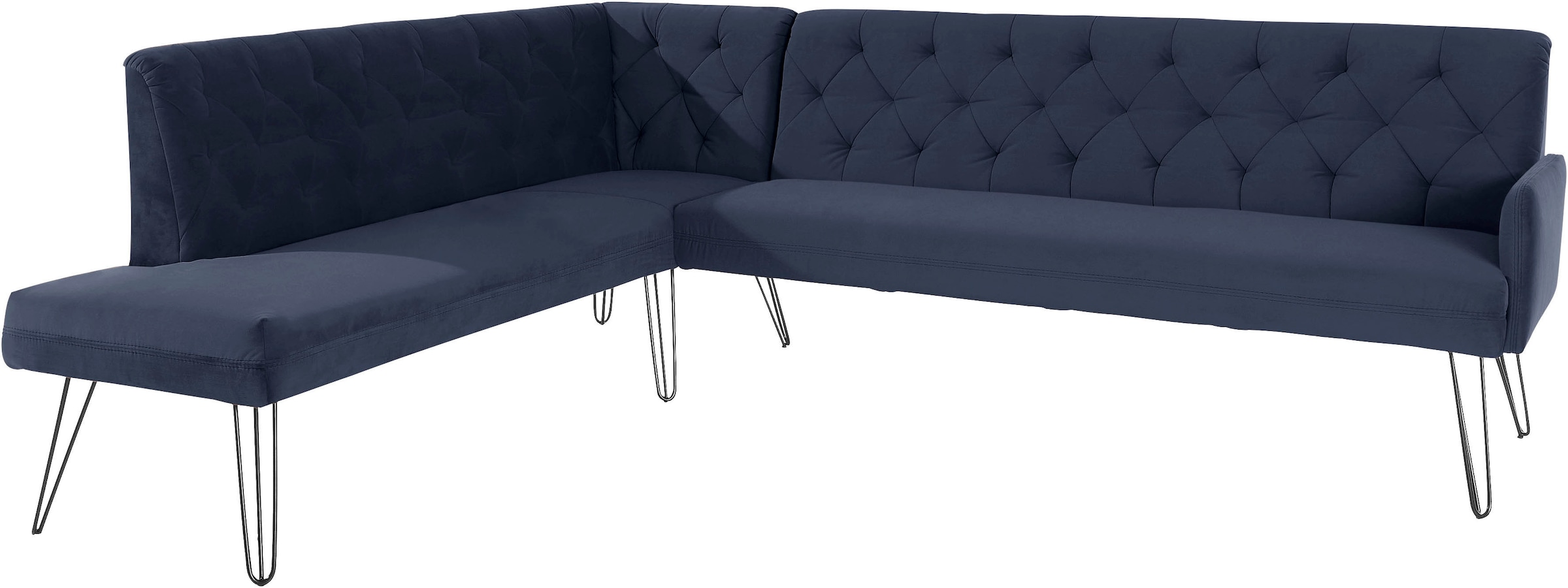 exxpo - sofa fashion Banc d'angle »Doppio, Chesterfield Optik, komfortabel und bequem, hohe Designfüsse« Frei im Raum stellbar
