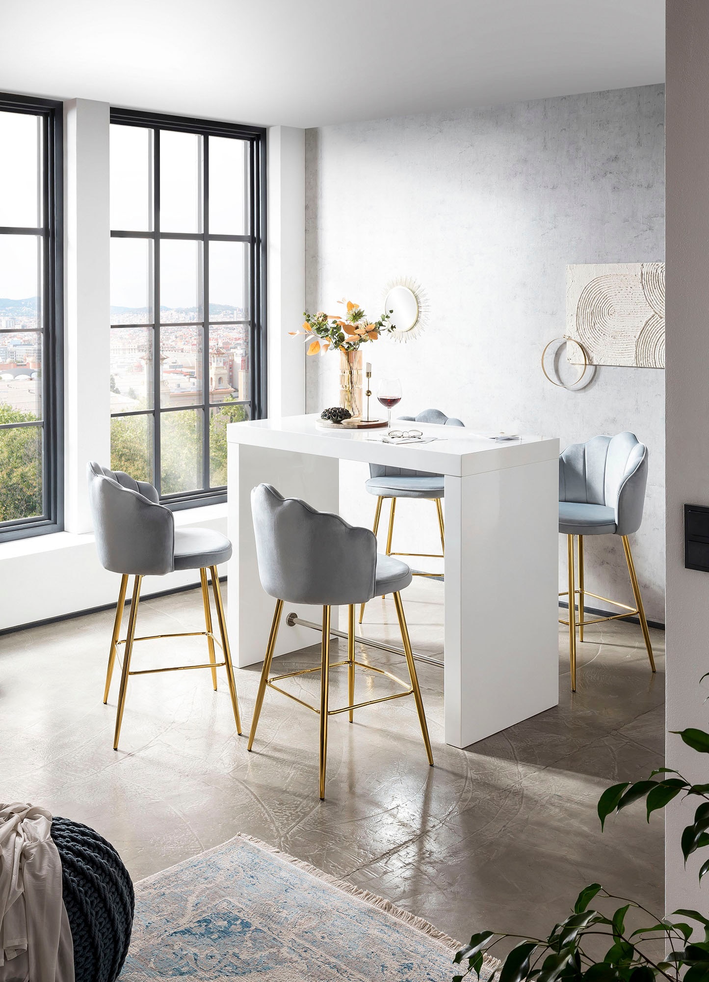 SalesFever Barhocker »Clam Barstuhl mit Stil« Set, 2er Set,  Extravagantes Muscheldesign im praktischen 2er Set