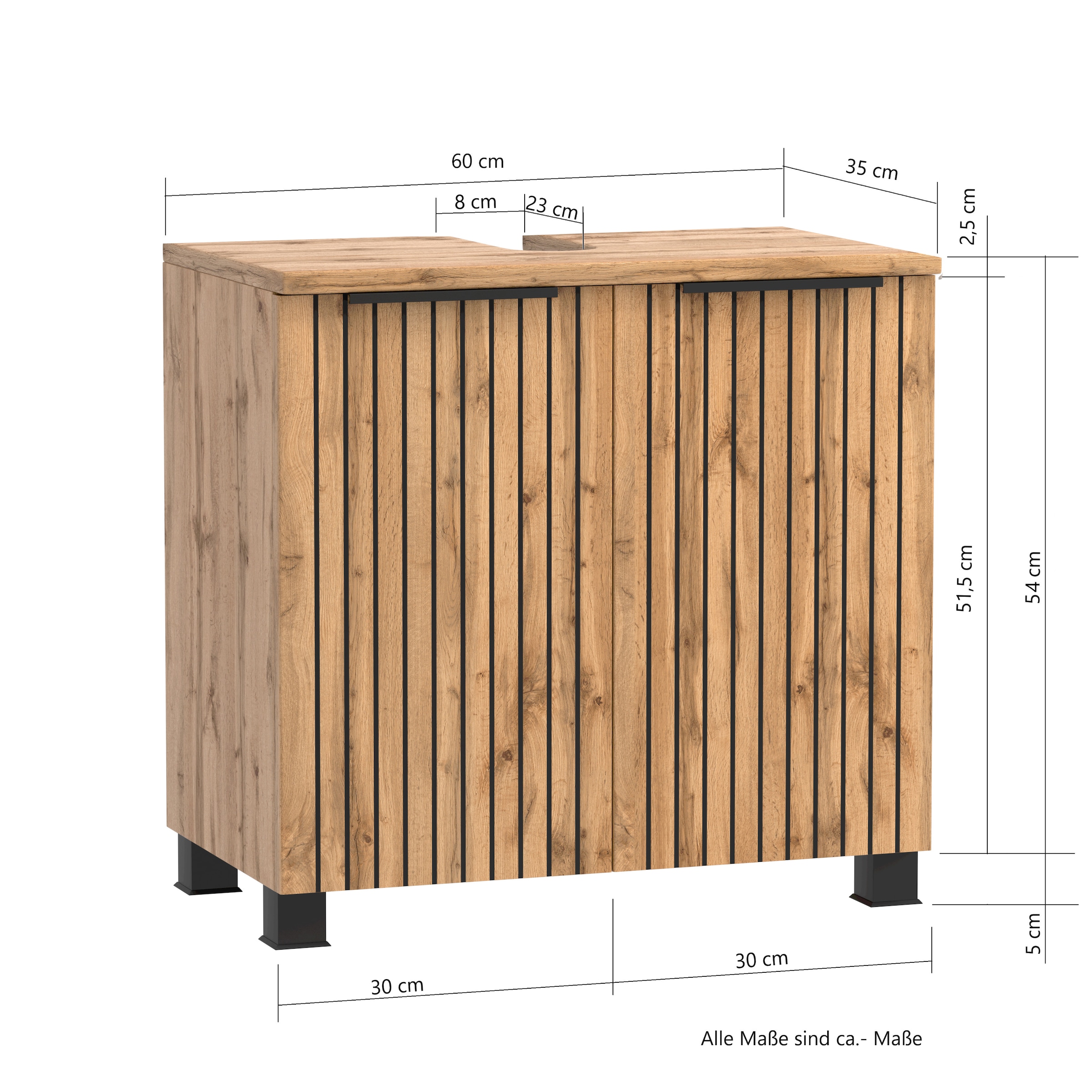 welltime Waschbeckenunterschrank Welltime, Breite 60 cm, 2-türig, gedämpft