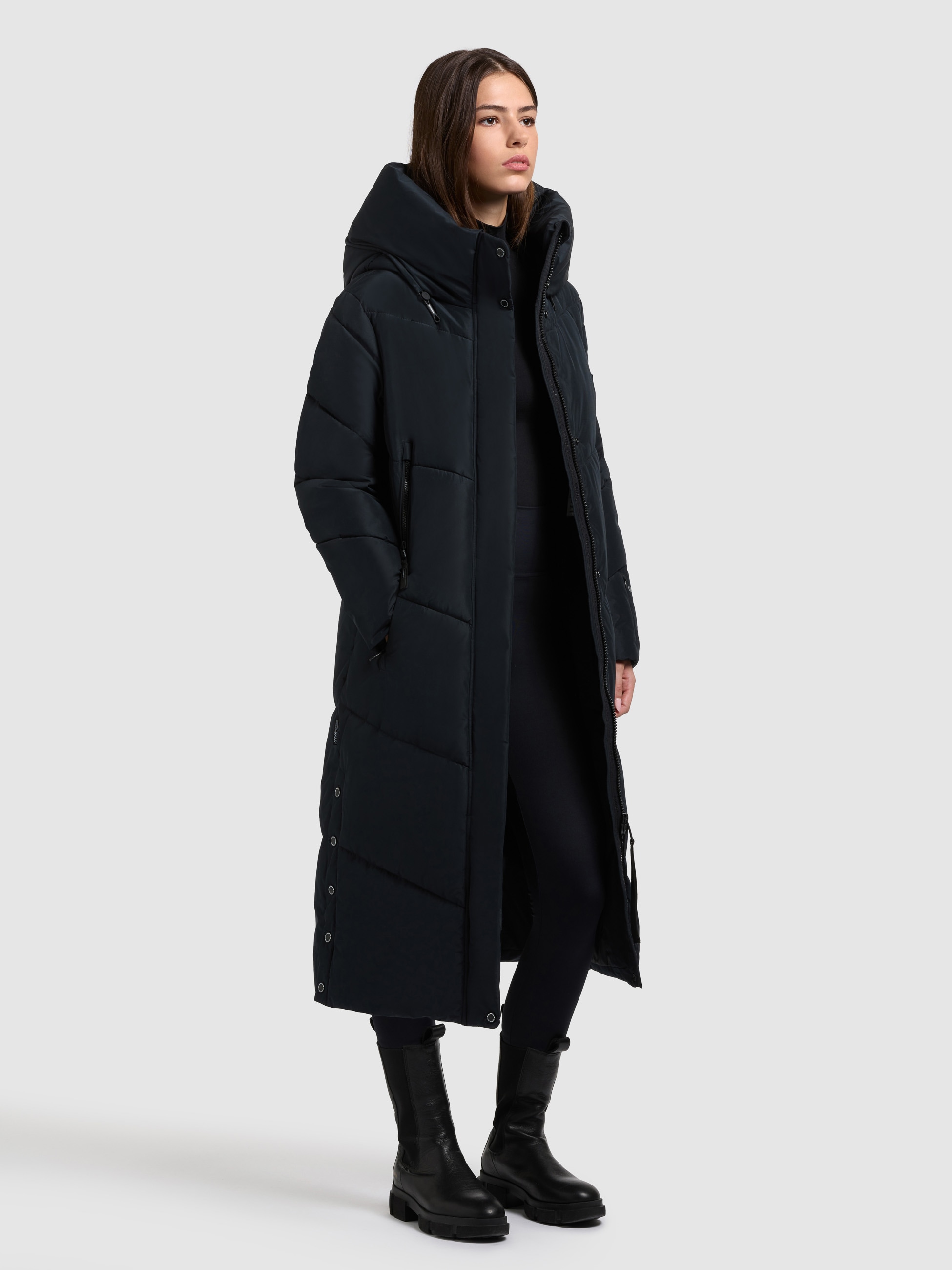 khujo Steppmantel »PULSET MATT« grosse Kapuze, Reissverschlusstaschen