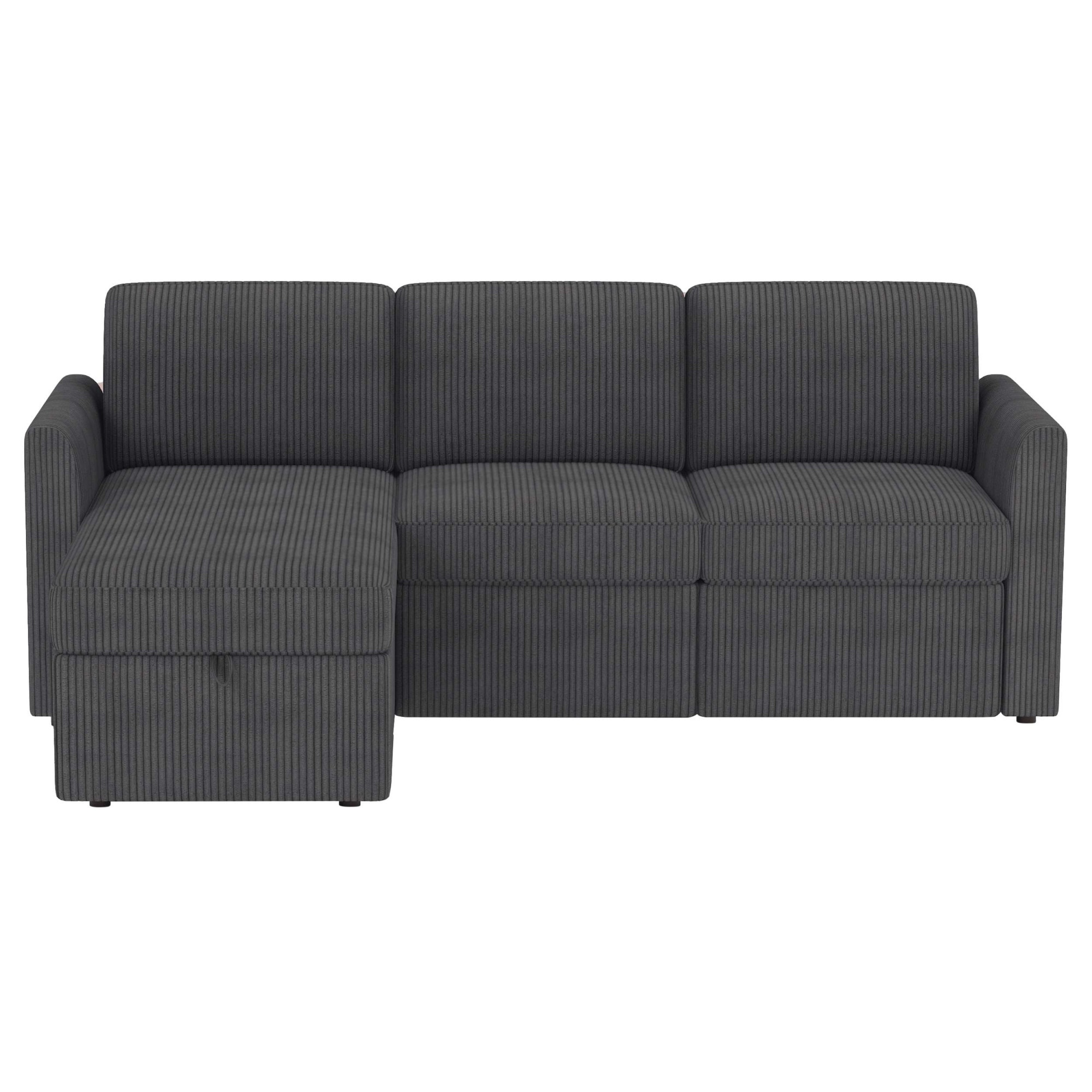 Dorel Home Canapé d'angle »NORDHUS, L-Form, 200 cm, Recamiere rechts/links montierbar« avec rangement, revêtement en velours côtelé doux