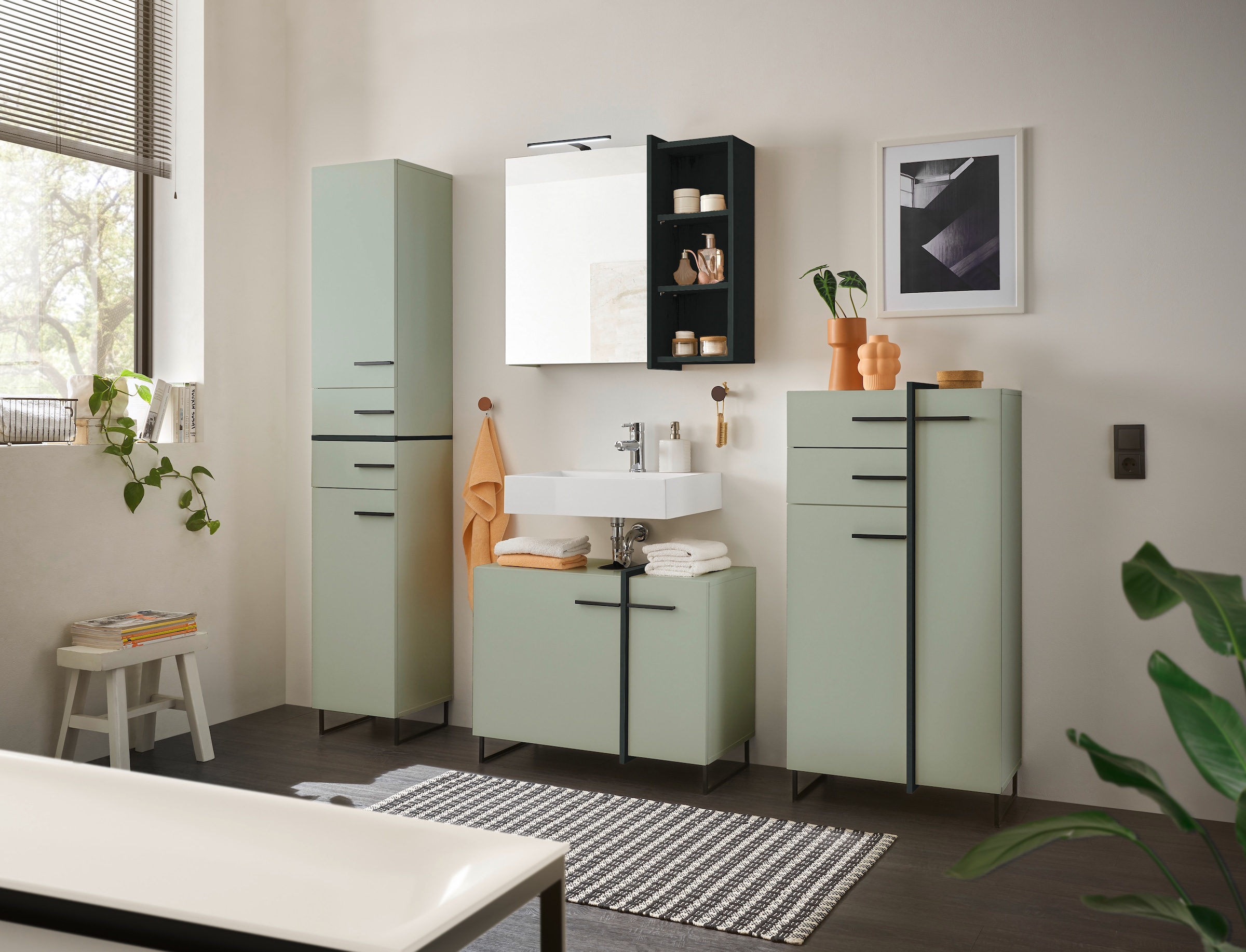 BASIC by Balculina Midischrank »Palermo, BxHxT 60x119x35 cm« 1 Stk. tlg. Breite 60cm, Softclose, Metallfüsse