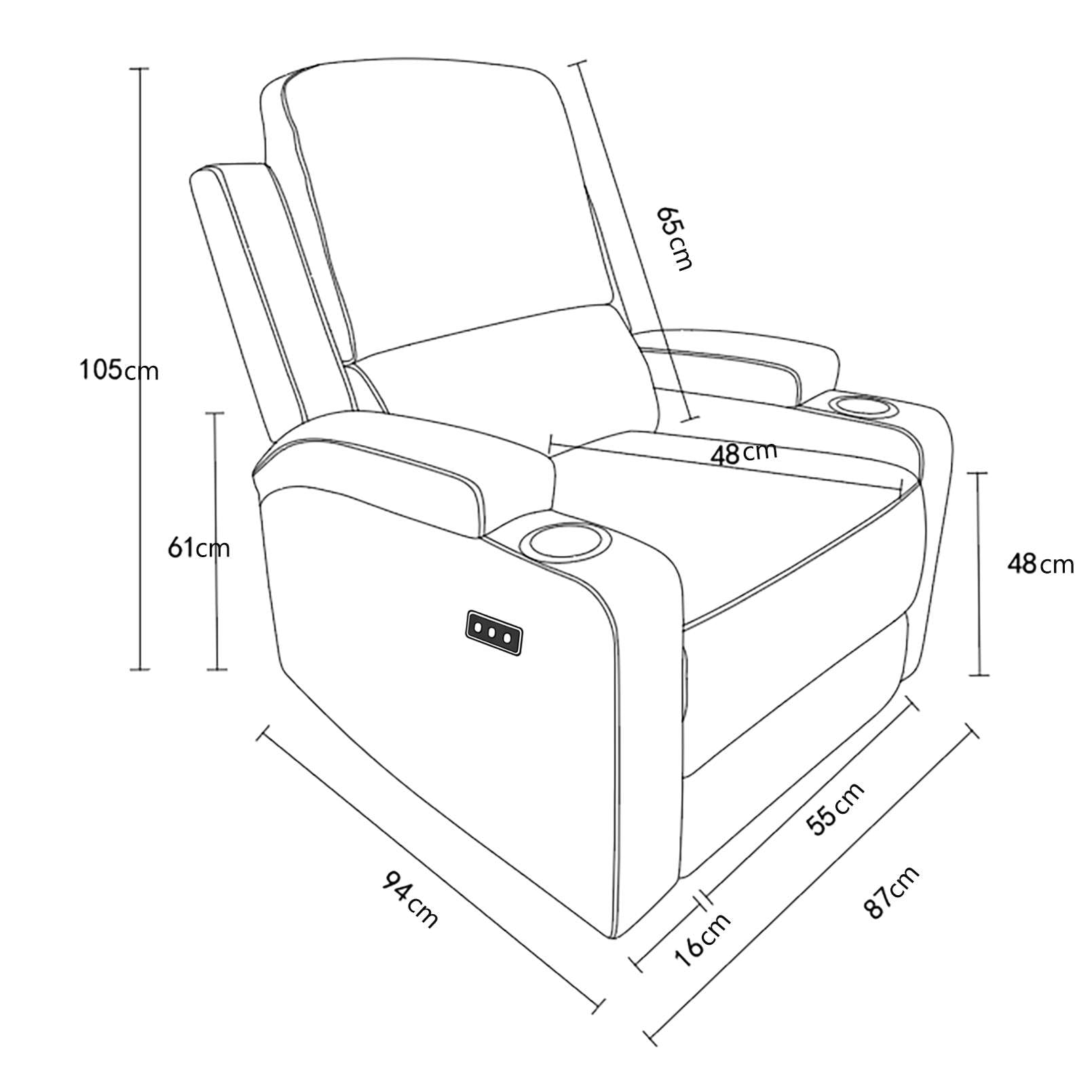 GOODproduct Fauteuil de relaxation »NAPORI Microfaser, Kinosessel, Multimedia-Sessel« Fauteuil TV avec fonction relaxation manuelle et électrique et porte-boisson