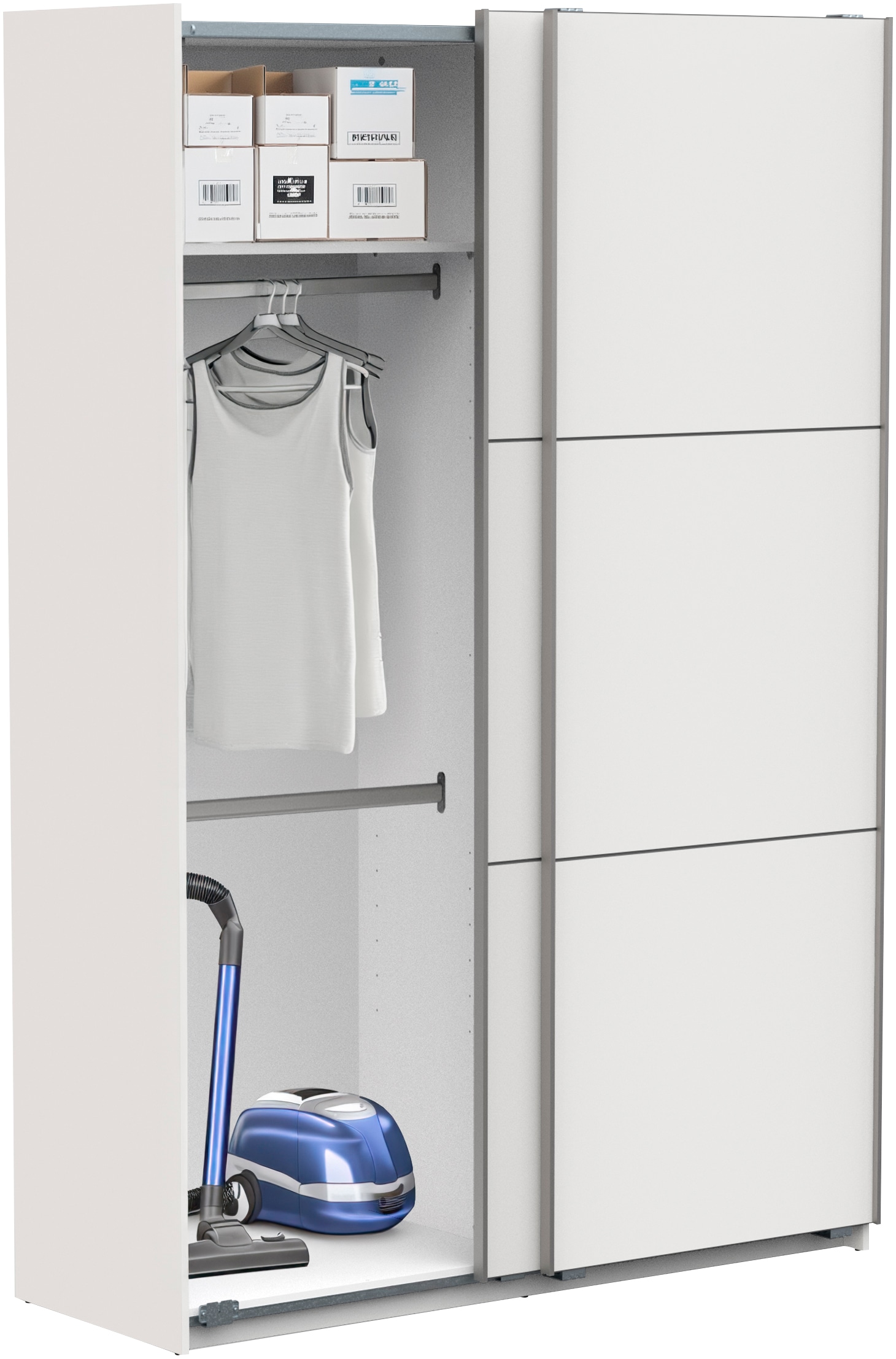 Demeyere GROUP Armoire à portes coulissantes »Alhambra« L/H/P env. 148/224/60 cm,  beaucoup d’espace de rangement, 2 tringles à vêtements en acier, nombreuses surfaces de rangement