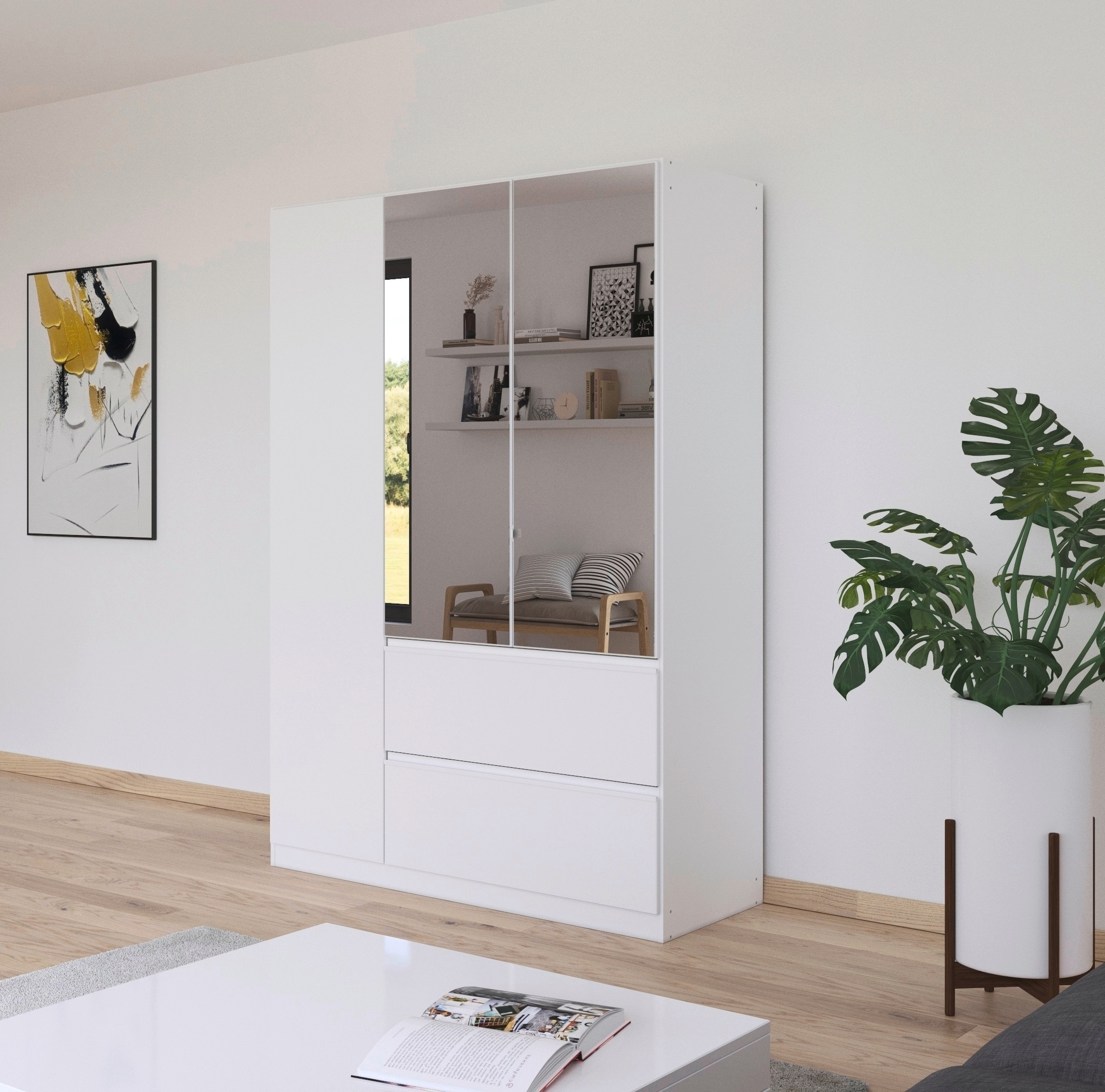 rauch Armoire à portes battantes »Kleiderschrank Schrank Garderobe Wäscheschrank Schlafzimmer JOEL« En 3 configurations différentes BASIC/CLASSIC/PREMIUM,  avec deux tiroirs, fonction Push-to-Open MADE IN GERMANY