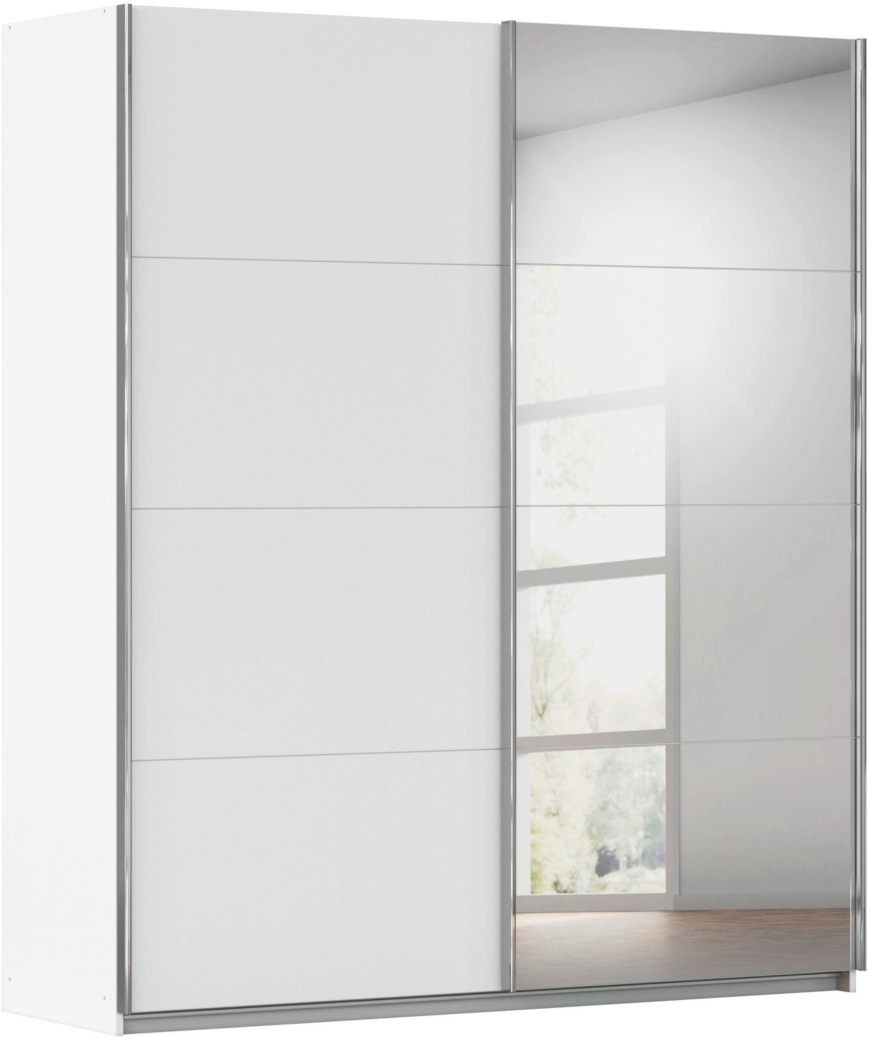 rauch Schwebetürenschrank »Kleiderschrank Schrank Ankleide Garderobe Schlafzimmerschrank MOITA« Breiten: 181/226/271 cm, Höhe 210 cm,  mit Spiegel und Metallgriffleisten in Alu MADE IN GERMANY