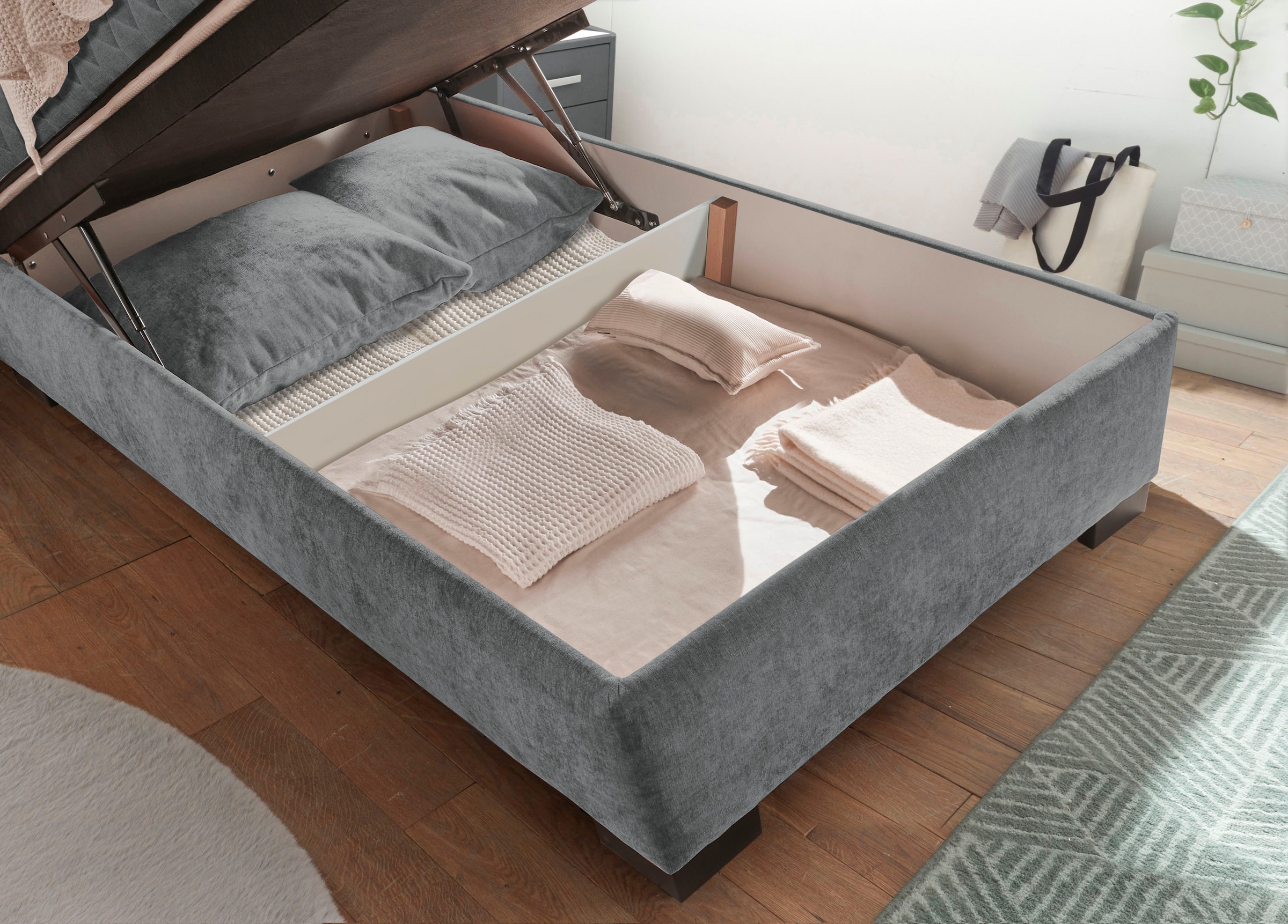 ED EXCITING DESIGN Lit de boxe »Nagol« avec coffre de lit, avec matelas réversible, disponible en différentes largeurs