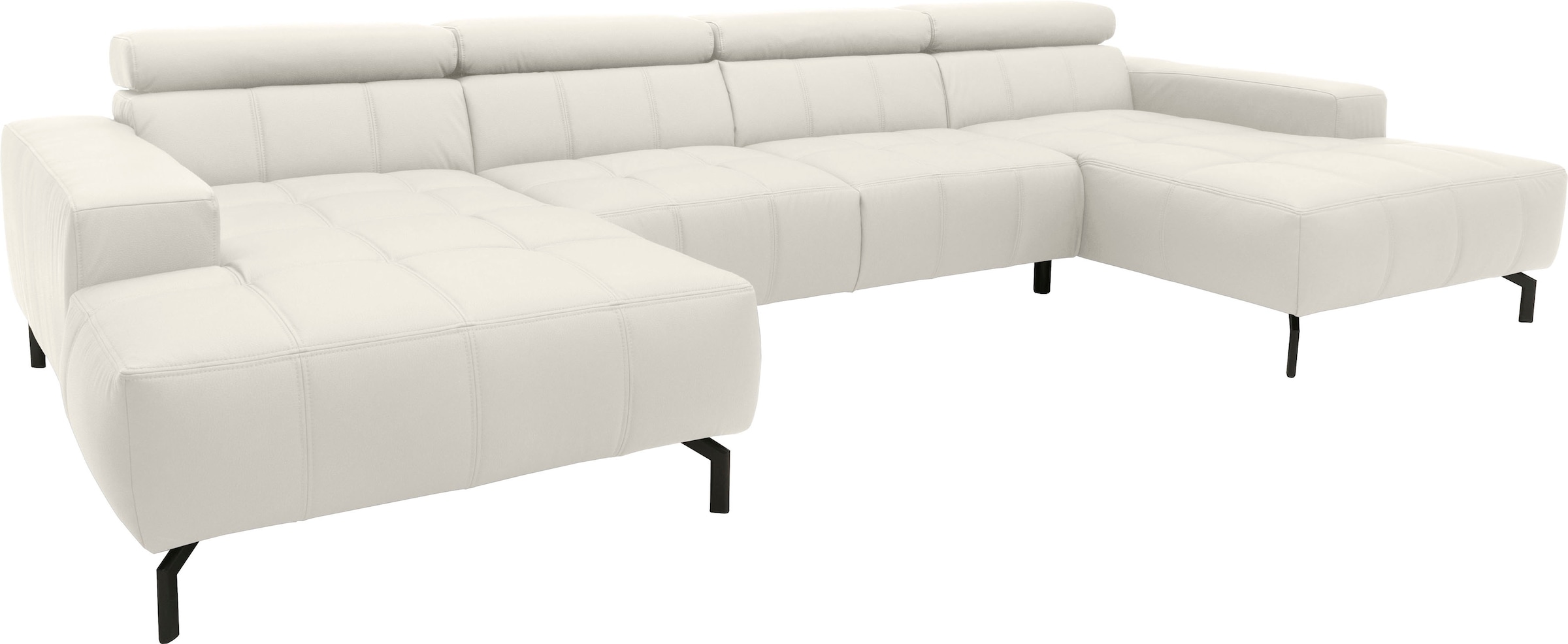 DOMO collection Paysage de salon »Cunelli tolle Sitznähte als Designelement, fester Sitzkomfort, U-Form« wahlweise mit Kopfteilverstellung, bodenfrei