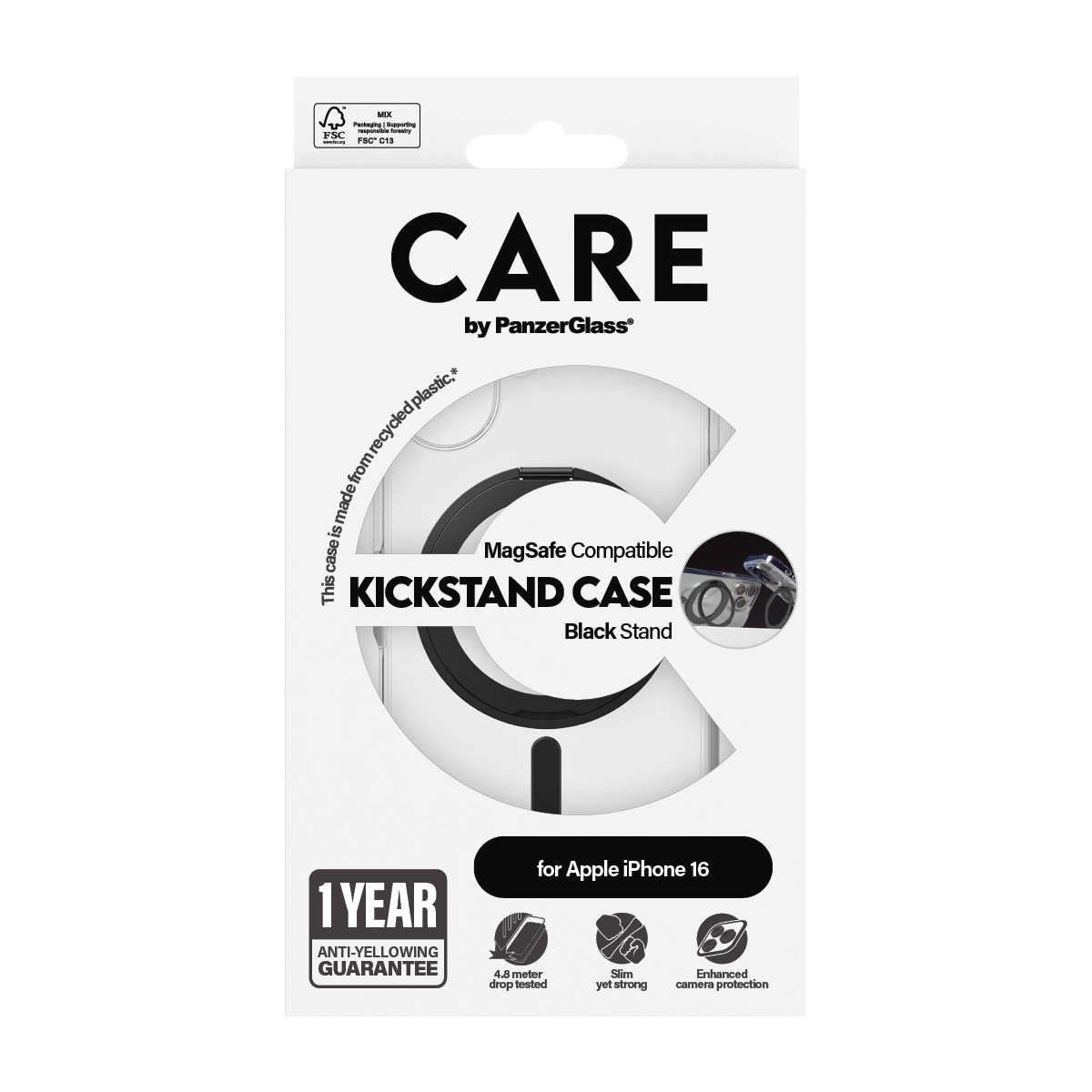 CARE by PanzerGlass Handyhülle »Kickstand Case für Apple iPhone 16« Backcover, Schutzhülle, Handyschutzhülle, Case, Schutzcase, stossfest
