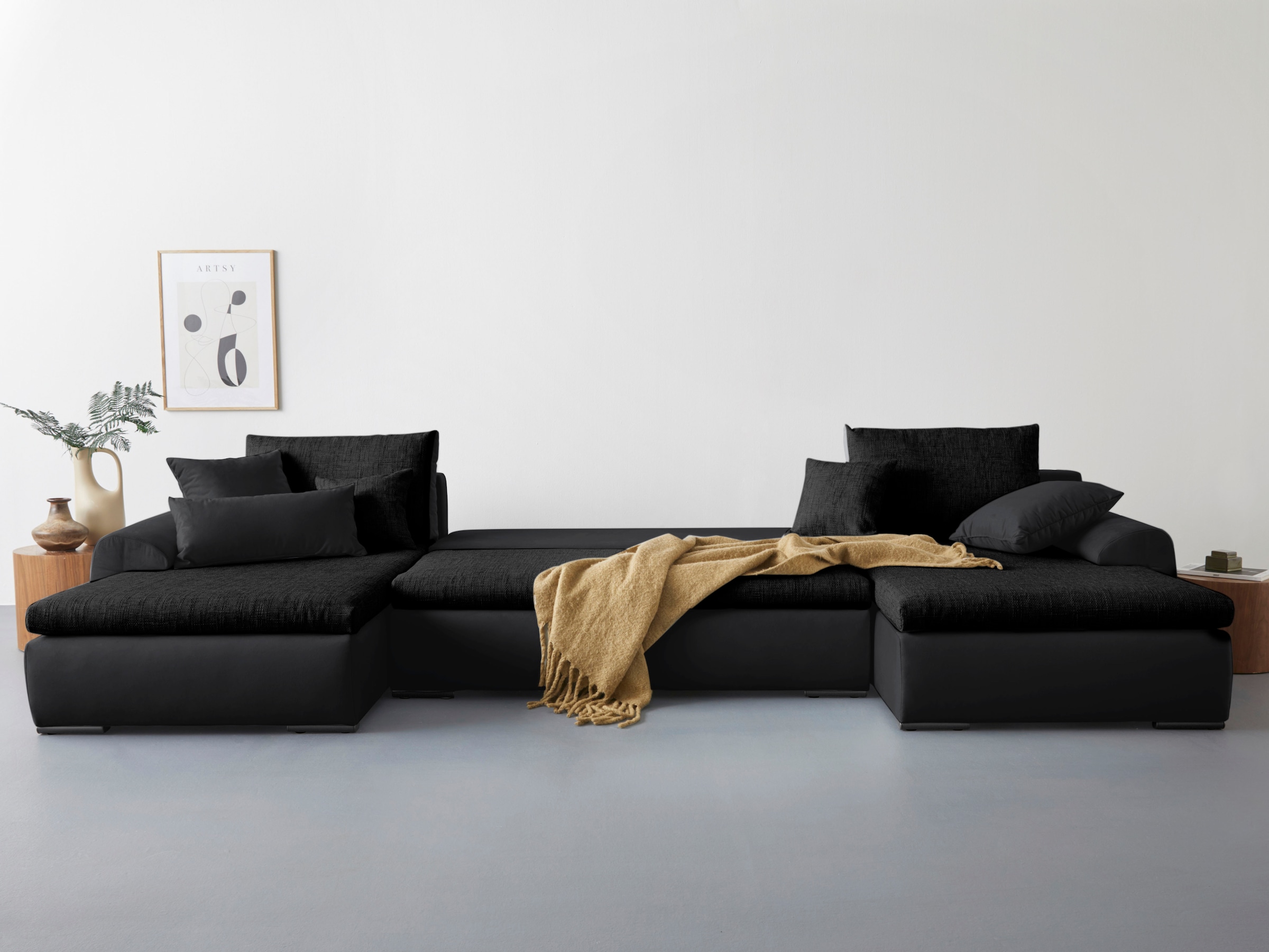 Home affaire Wohnlandschaft »Win U-Form, B: 366 cm - OTTO. Verlässliche Qualität.« Bettfunktion, Bettkasten & 5 Zierkissen
