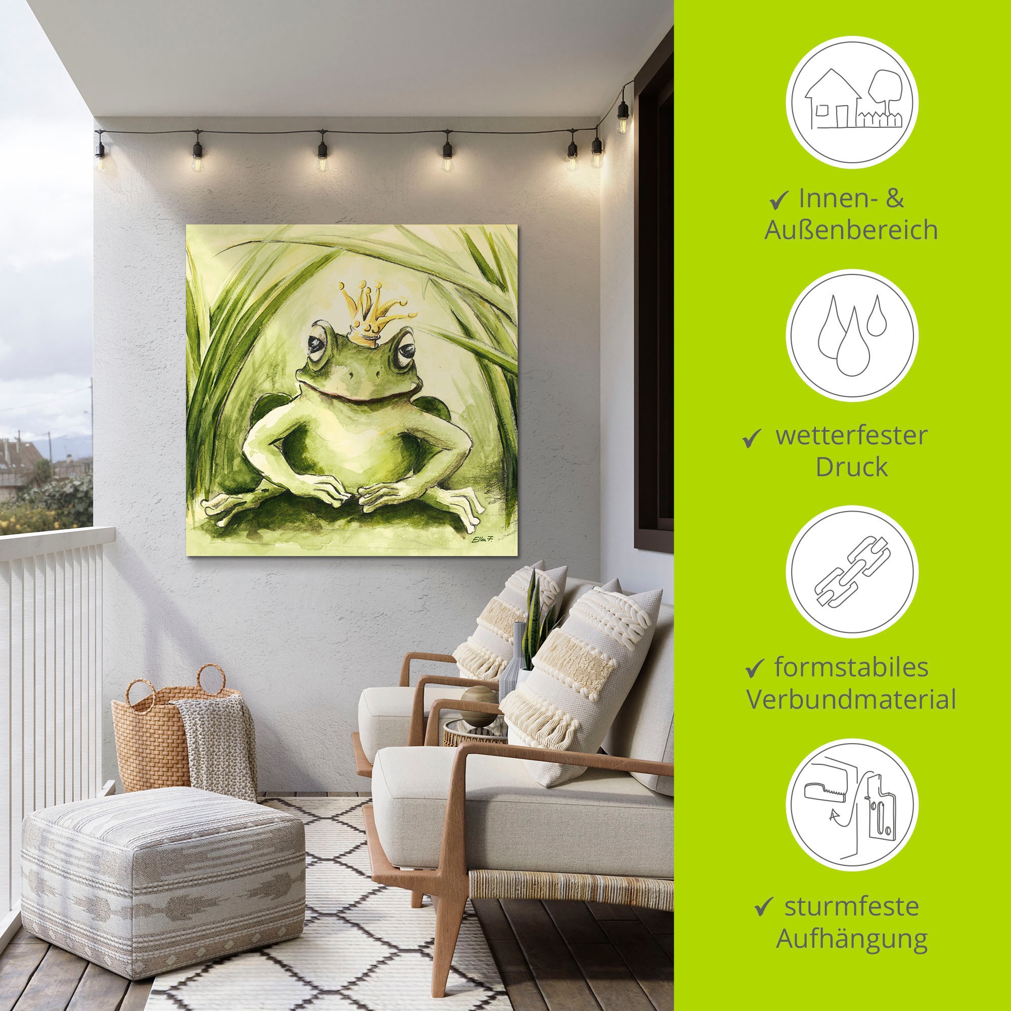 Artland Wandbild »Kleiner Frosch« Geschichten & Märchen 1 Stk. tlg. als Alubild, Leinwandbild in verschied. Grössen