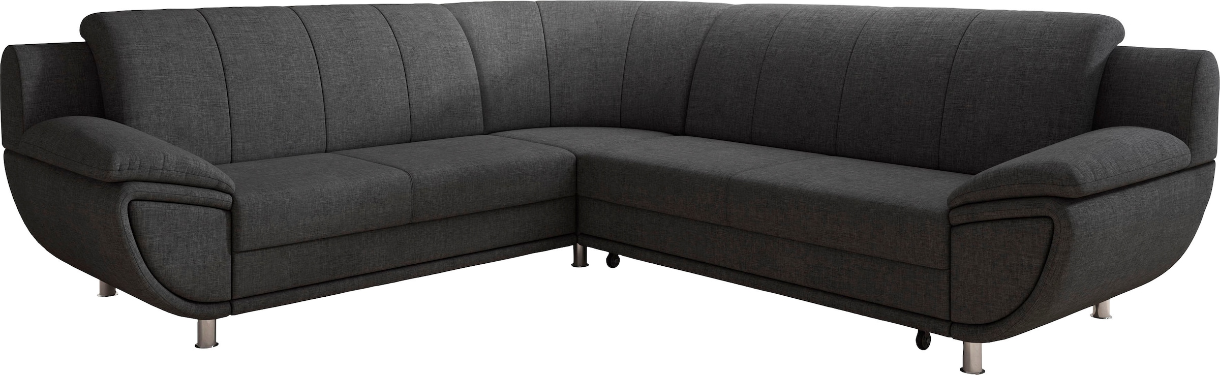 TRENDMANUFAKTUR Canapé d'angle »Rondo II, zeitlos & elegant, bequeme Armlehnen, L-Form« au choix avec ressorts ensachés, au choix avec fonction lit, L/P 247/267cm