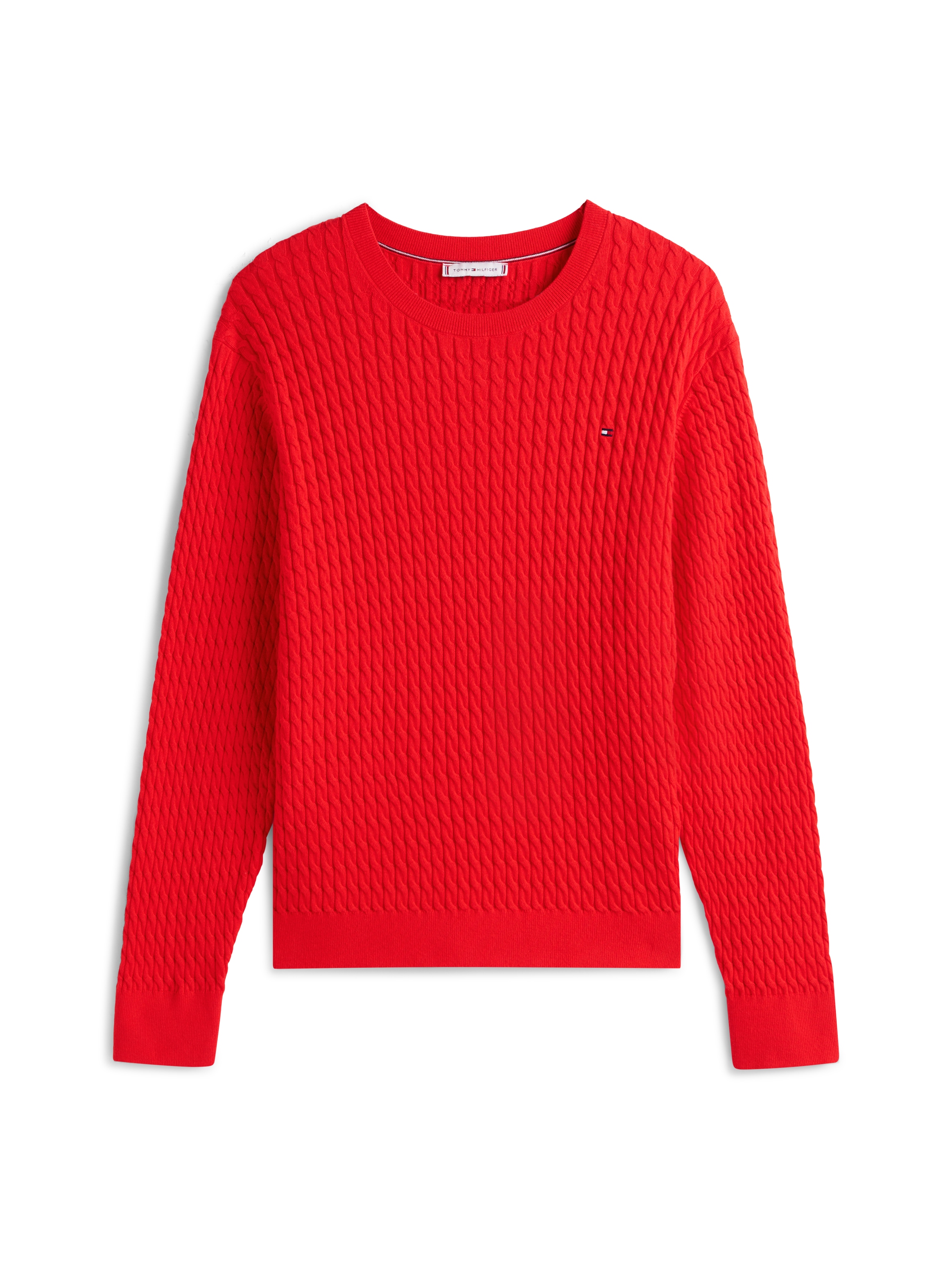 Tommy Hilfiger Curve Rundhalspullover »CRV CO CABLE FINE GG CNK SWEATER« in grossen Grössen, mit Zopfmuster