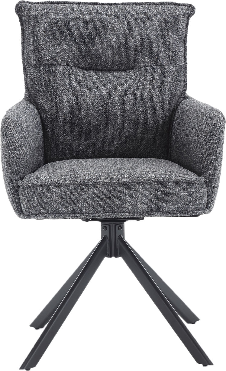 SalesFever Esszimmerstuhl »Austin - Armlehnstuhl mit hochwertiger Taschenfederkern-Polsterung« () 1 Stk.Esszimmersessel: 360° Drehfunktion mit stilvollem Metallfuss