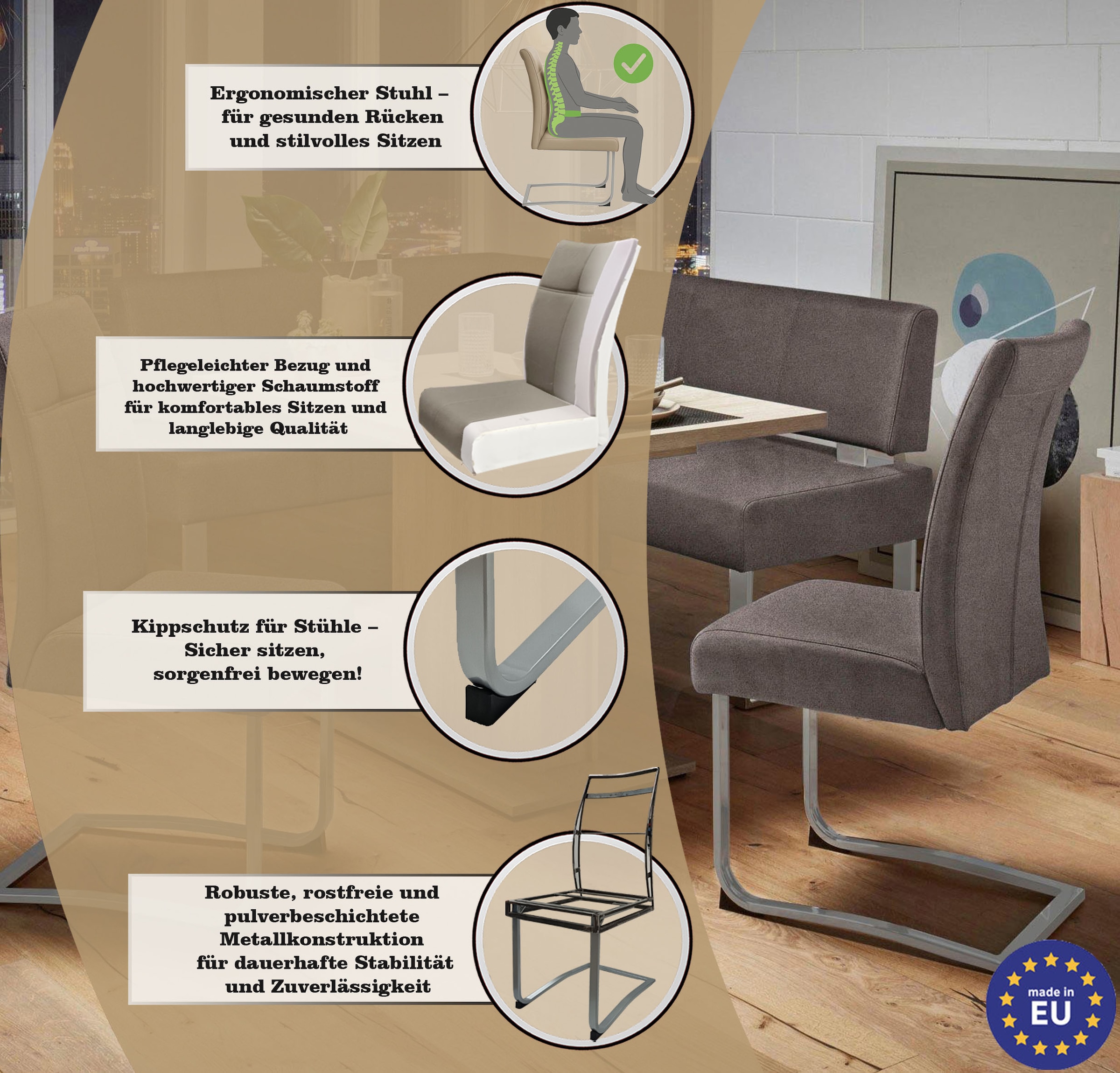 GOODproduct Freischwinger »Rab« (Set) 2 Stk.Bezug in verschiedenen Qualitäten, maximale Belastbarkeit 120 kg