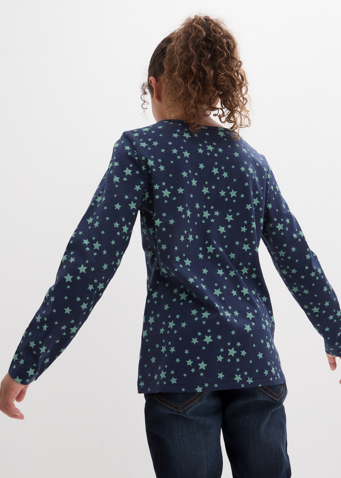 bonprix T-shirt à manches longues Packung, 3, 3 cuis schmale Passform, Langarm-Ärmel, aus Baumwolle