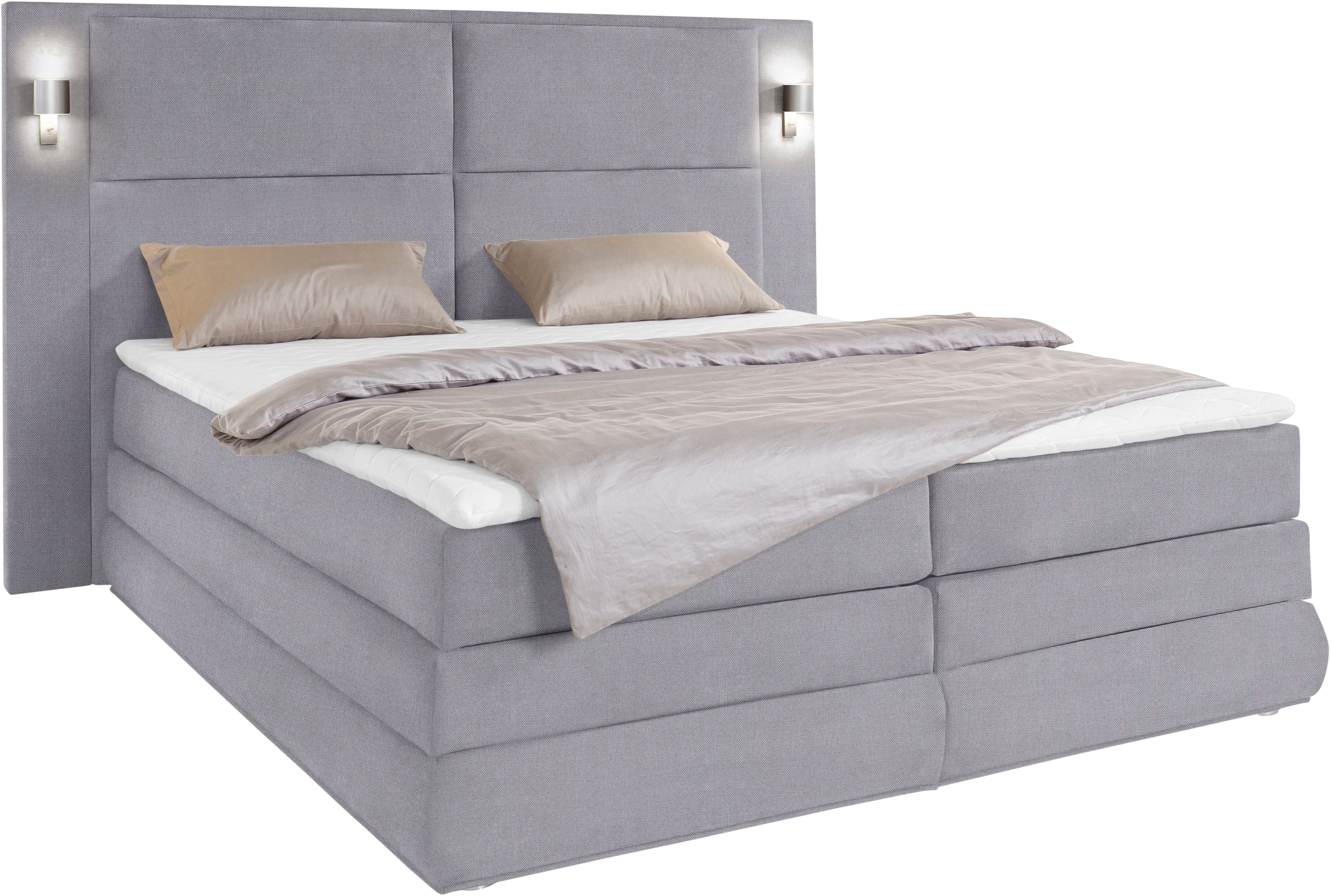 COLLECTION AB Lit boxspring »COPENHAGEN, mit Bettkasten & Bonnell- oder TTFK-Matratze H2/H4« avec coffre de lit, surmatelas, option éclairage LED