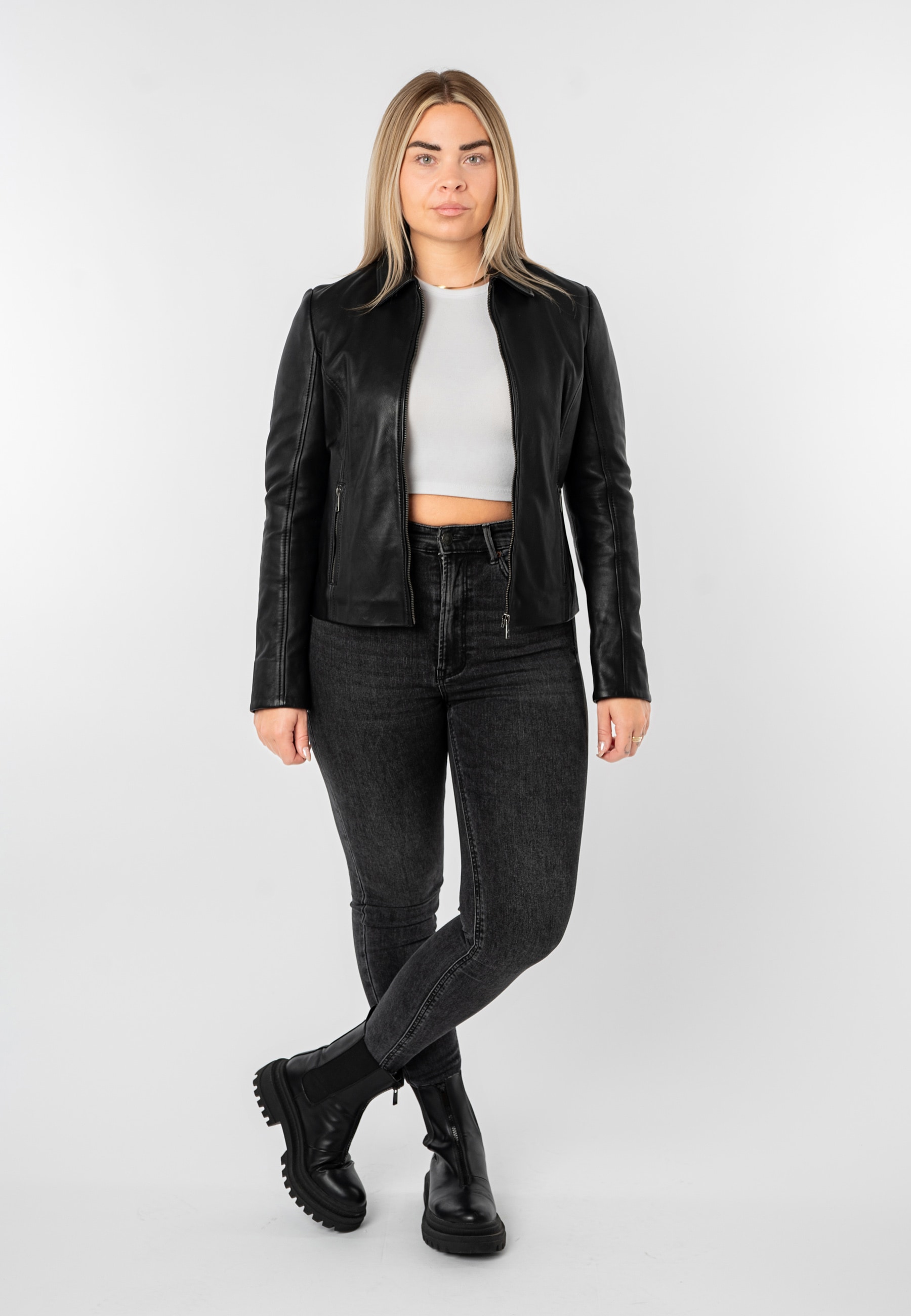 Mauritius Lederjacke »MWLoana« Bikerjacke mit Umlegekragen