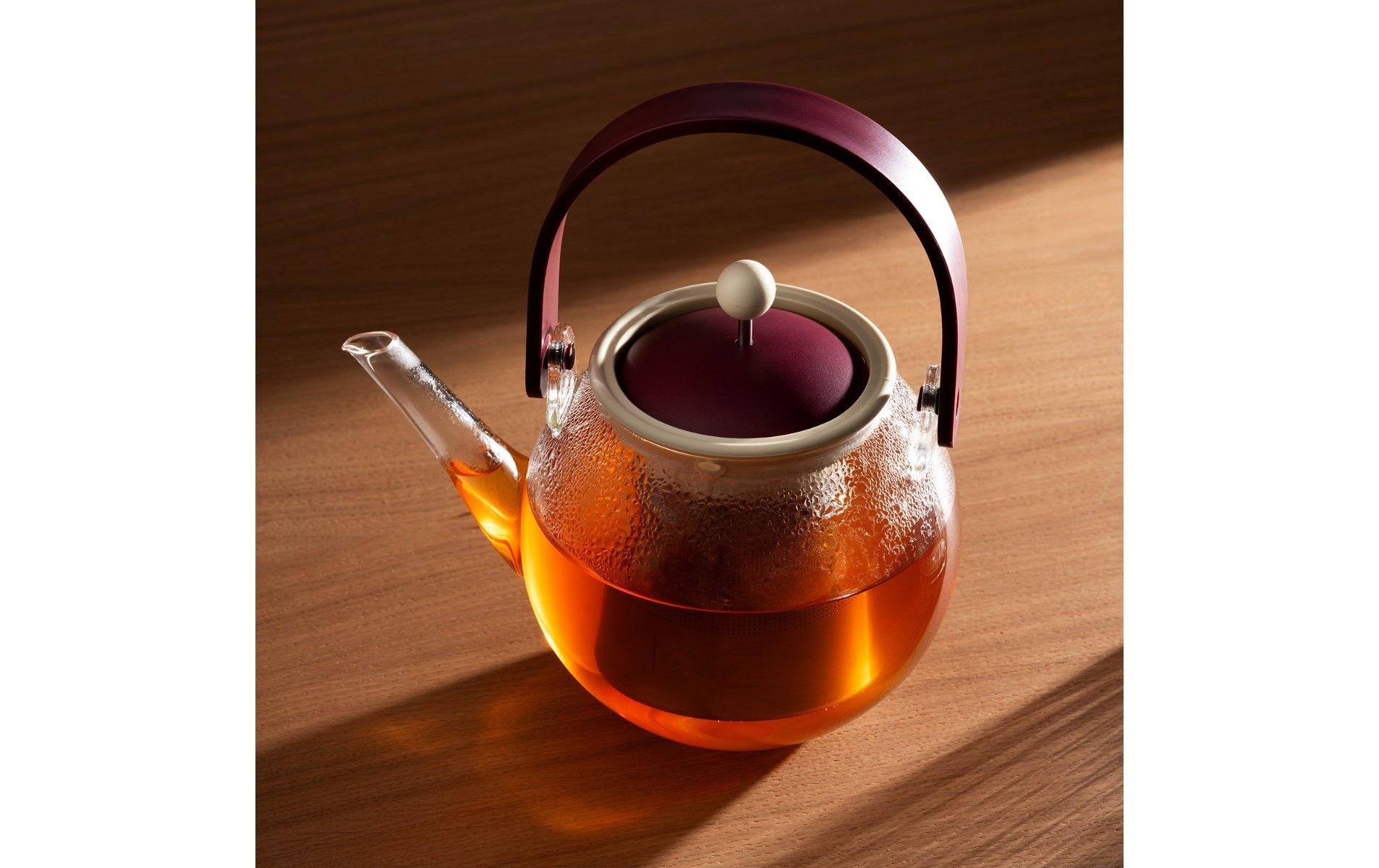 Bodum Distributeur de thé »Assam 1 l« Teebereiter mit Edelstahlfilter und Bambus Henkel