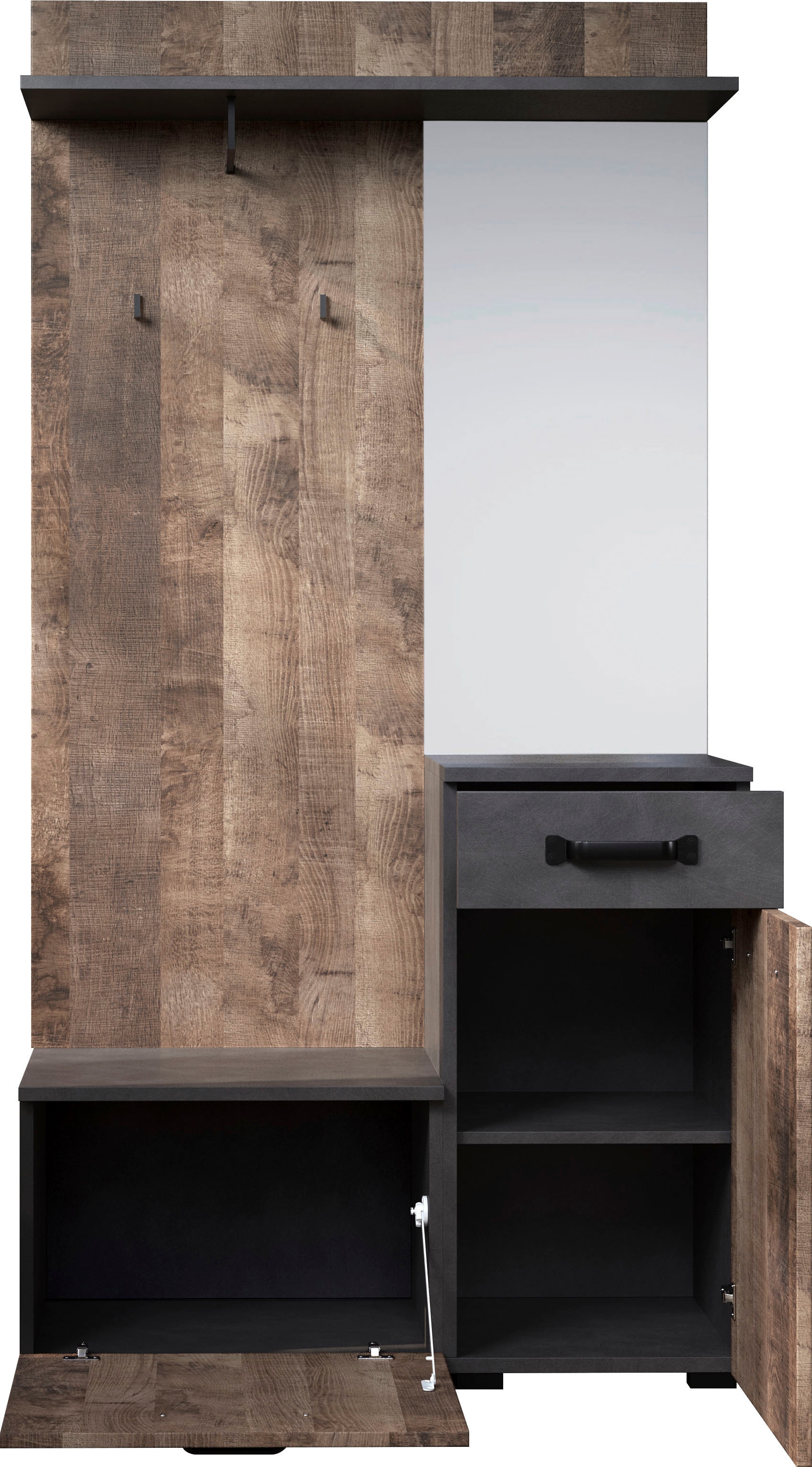 Home affaire Garderobenschrank »Saragossa« Kompaktgarderobe, Tür, Schublade, Klappe - (B/T/H) 104/32/190 cm