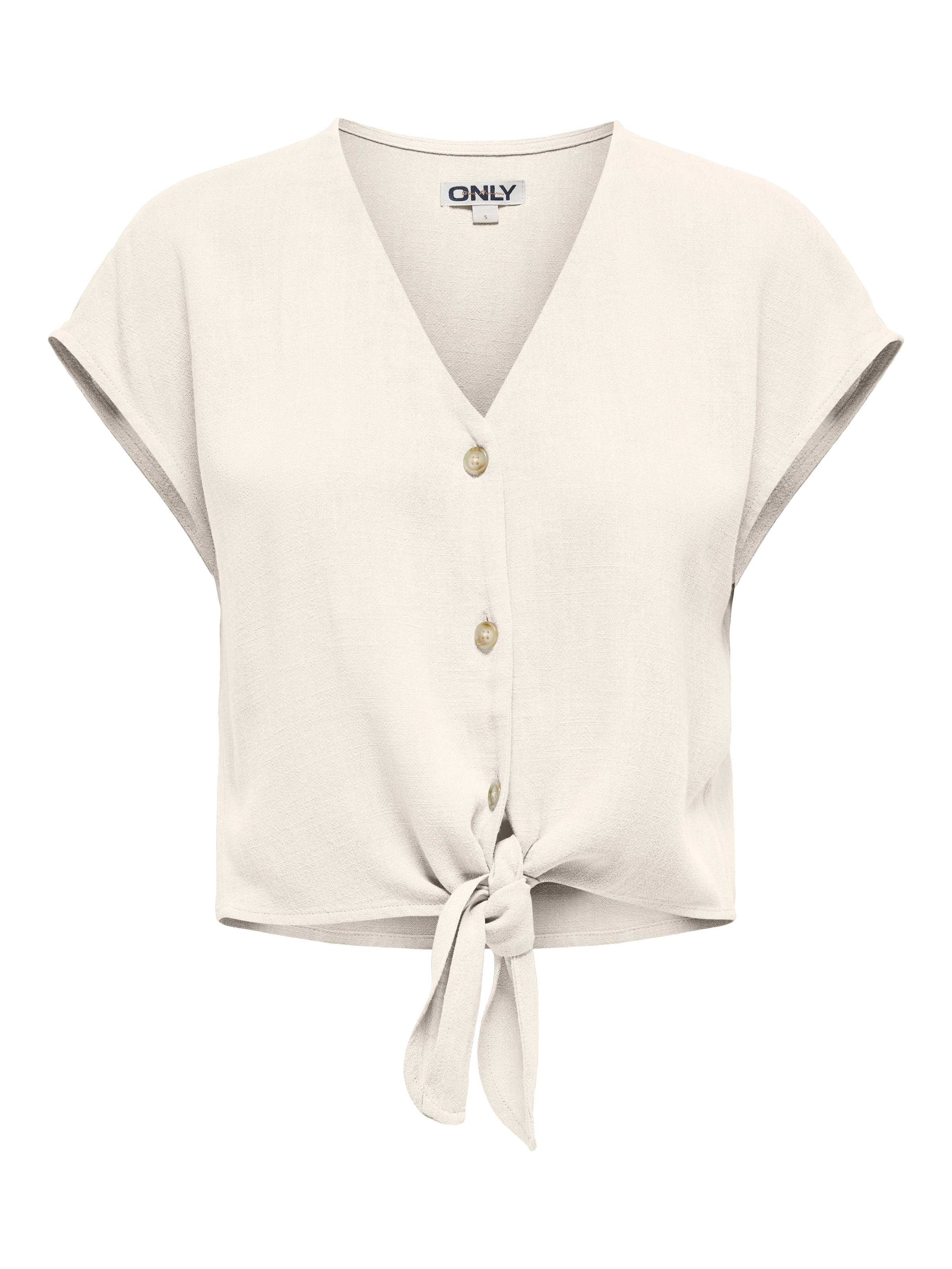 ONLY Blouse à manches courtes »ONLSIESTA SS KNOT LIN BL SHIRT PNT NOOS« mélange viscose, coupe régulière