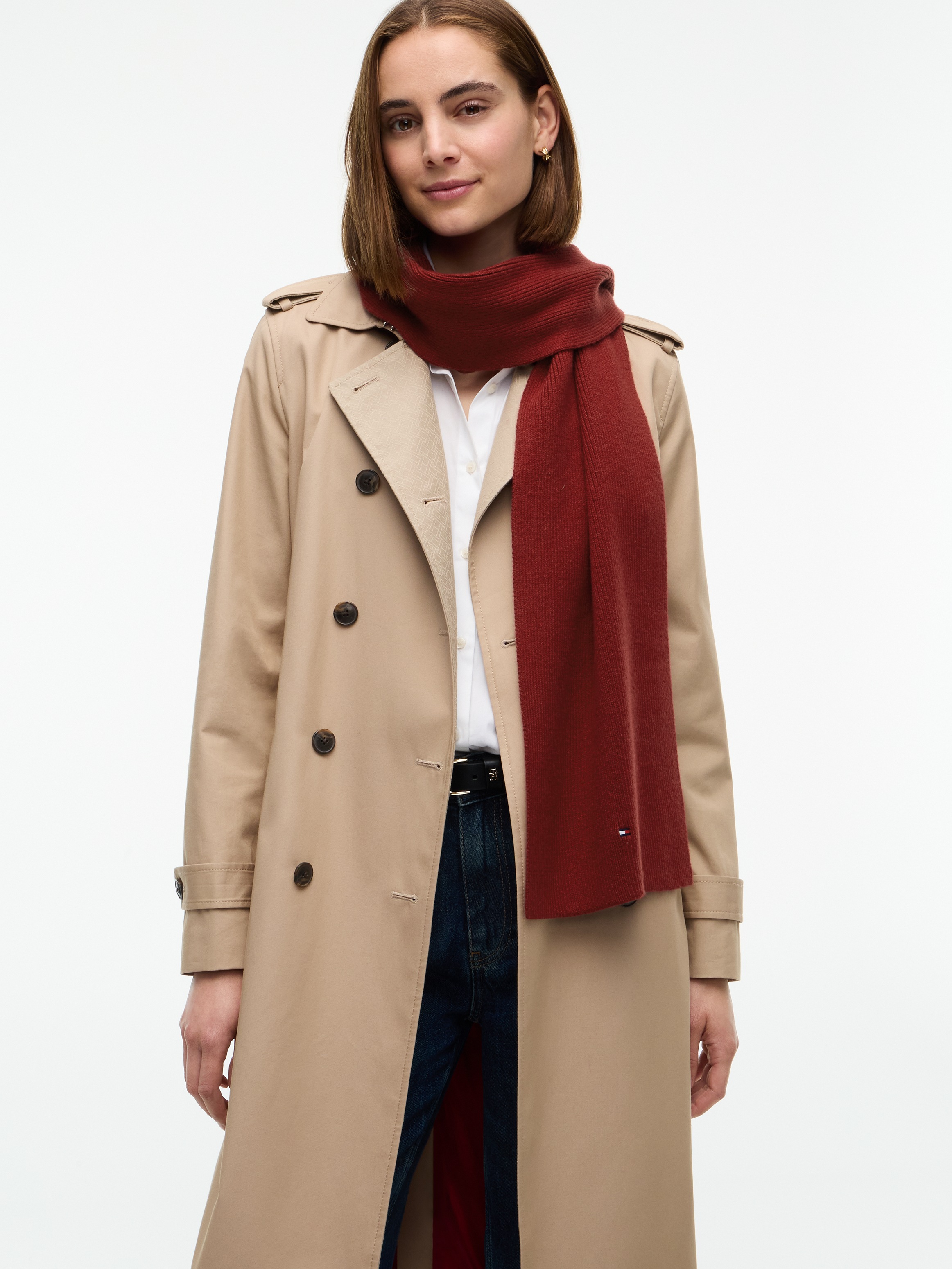 Tommy Hilfiger Strickschal »TH FLAG KNIT SCARF« mit Wolle und Hilfiger Flag