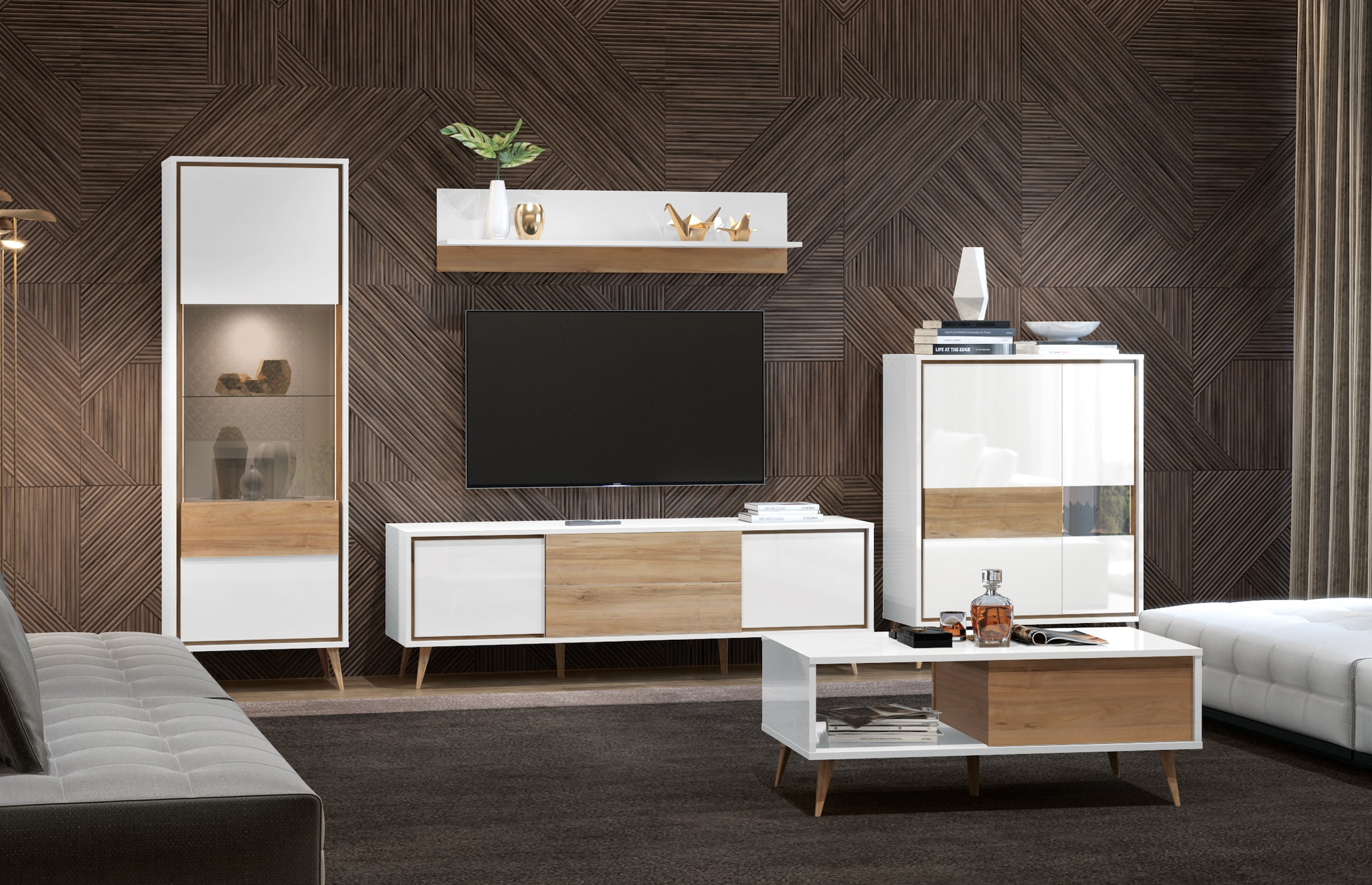GOODproduct TV-Board »Vida« (H/B/T): 58/180/47cm,  UV lackiert, hochglänzend, Soft-Close und Push-to-open Funktion