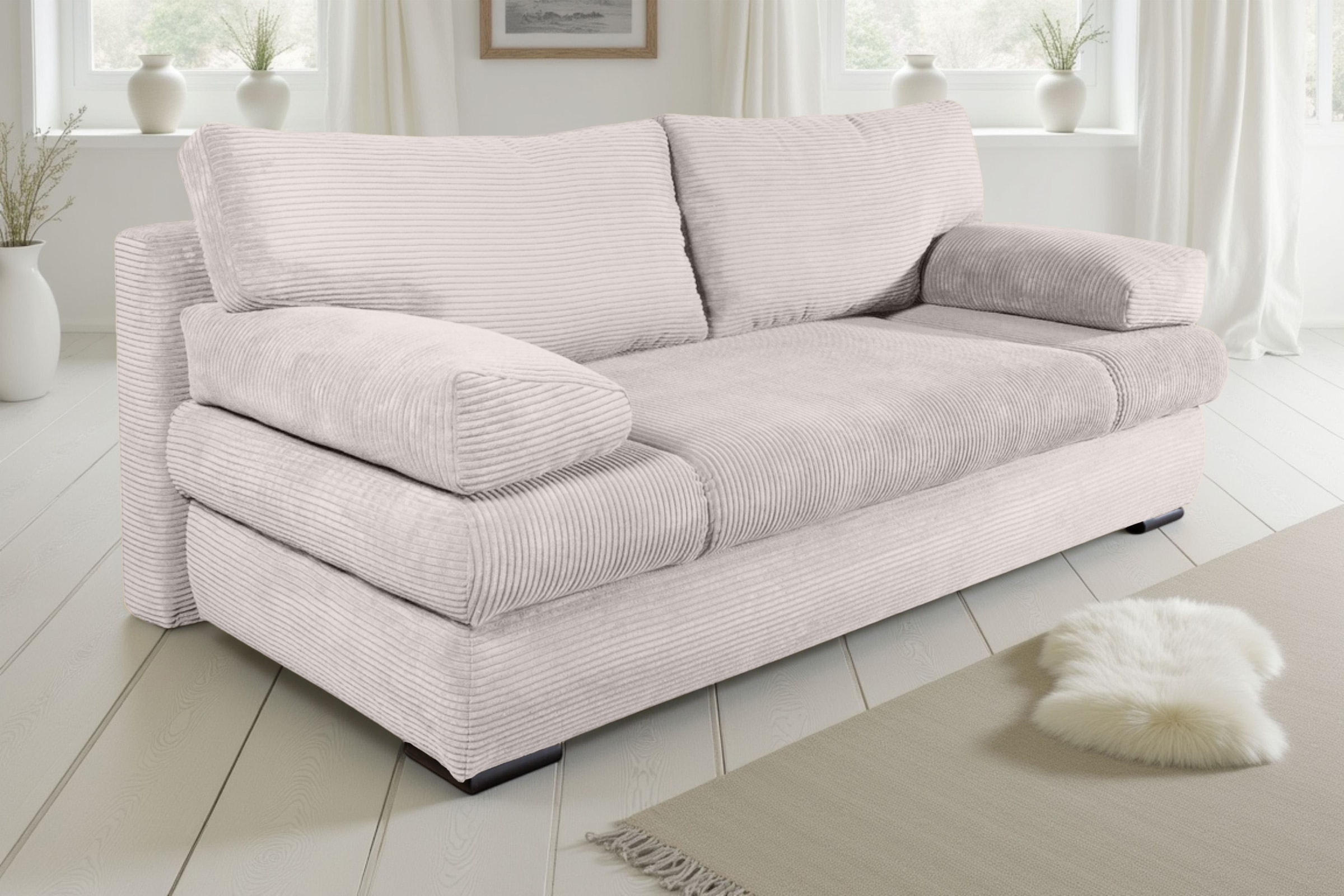 COLLECTION AB Canapé-lit »Tina, B: 200 cm, Liegefl. 146x200 cm« Bettfunktion, Bettkasten & 2 Armlehnenkissen, Federkern