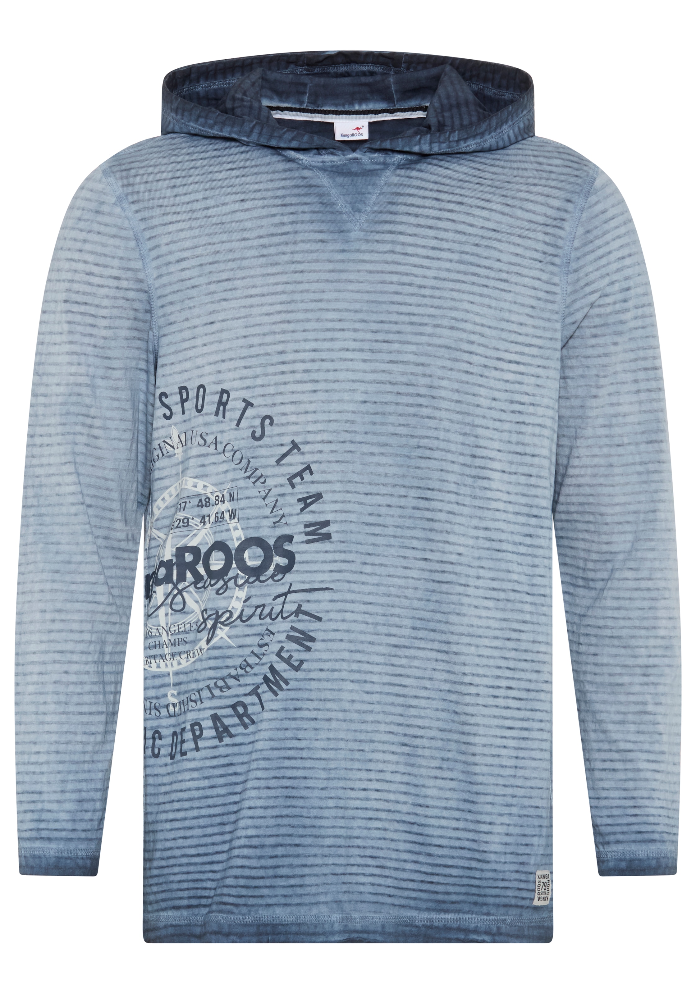 KangaROOS T-shirt à manches longues schmale Passform, Langarm, mit Kapuze, aus Single Jersey