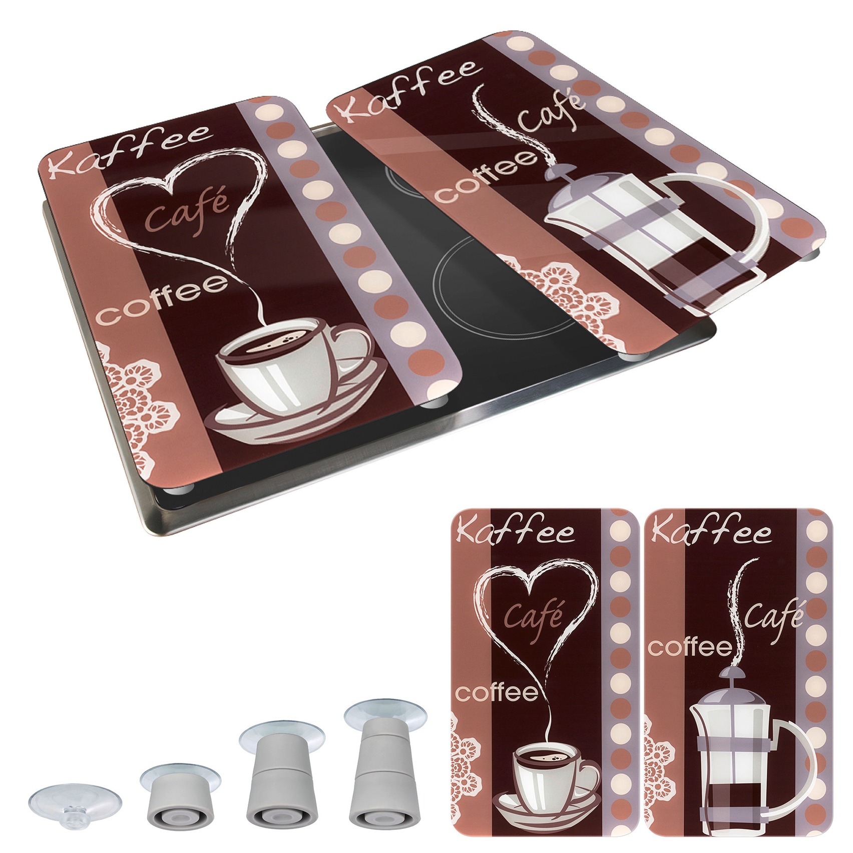 WENKO Herd-Abdeckplatte »Universal Modell Kaffeeduft« Herdabdeckung für alle Herdarten, kratzfest, mit rutschfesten Füssen