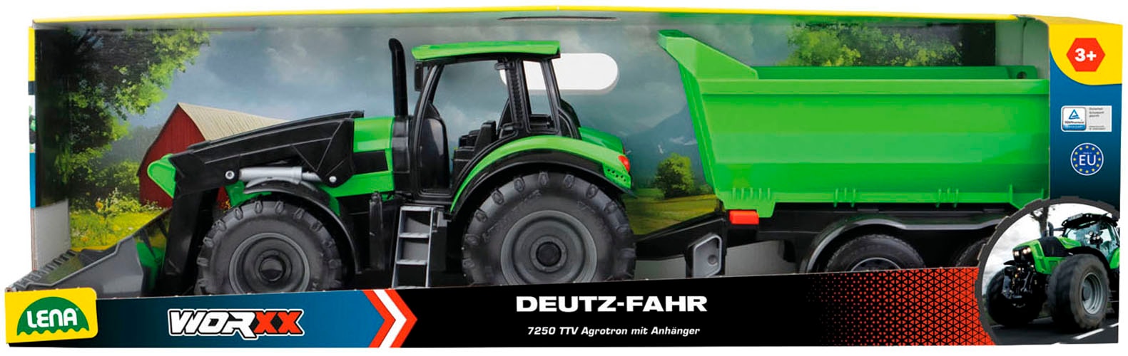 Lena® Tracteur jouet »Worxx Traktor Deutz-Fahr Agrotron 7250 TTV mit Anhänger« fabriqué en Europe