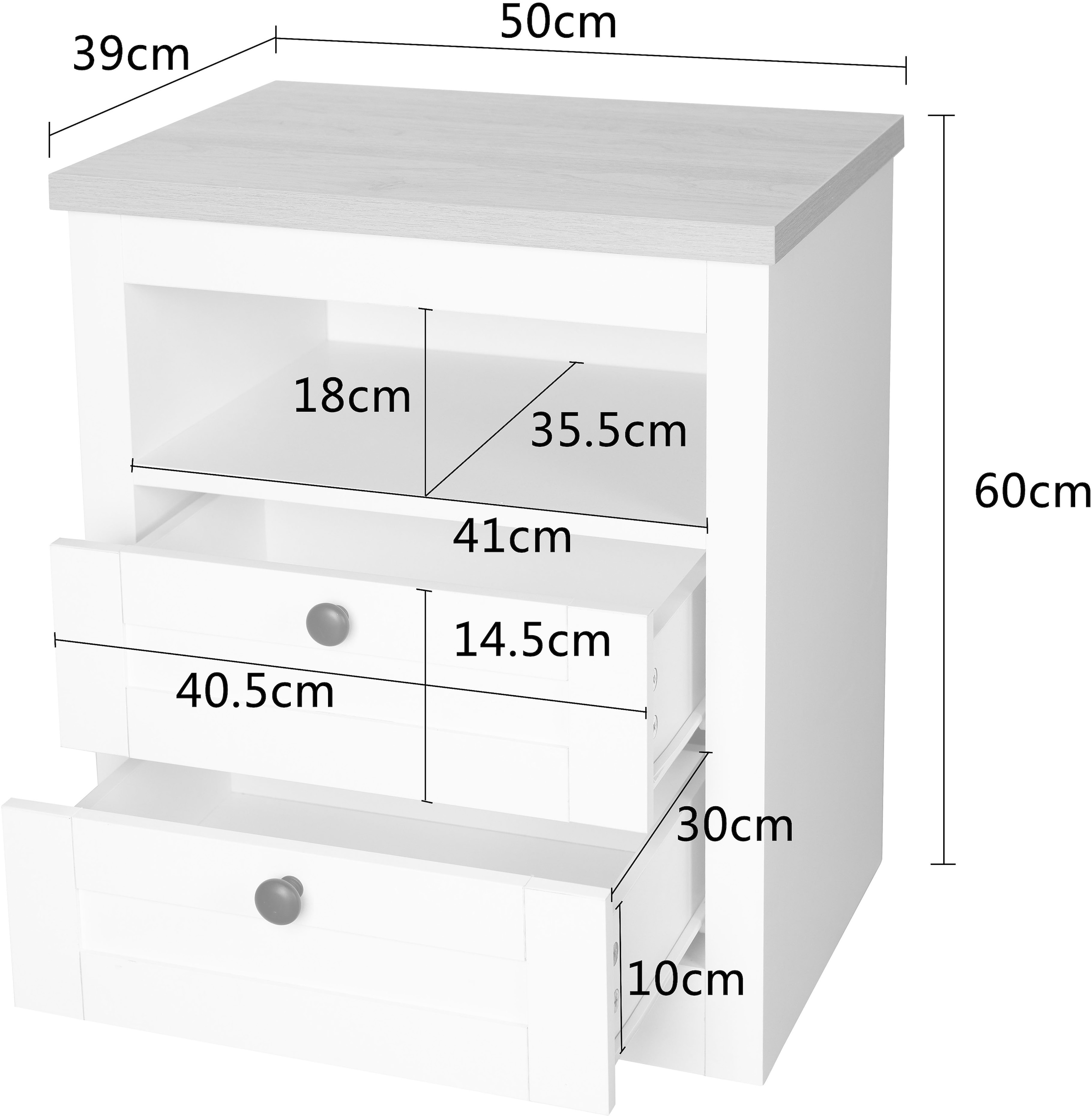 GOODproduct Console de nuit »2er Set Büsum Nachtschrank Beistellschrank« Ensemble d'épargne, 2 Schränke im Lieferumfang,  Nachttisch im Landhaus Design mit 2 Schubladen Bestseller