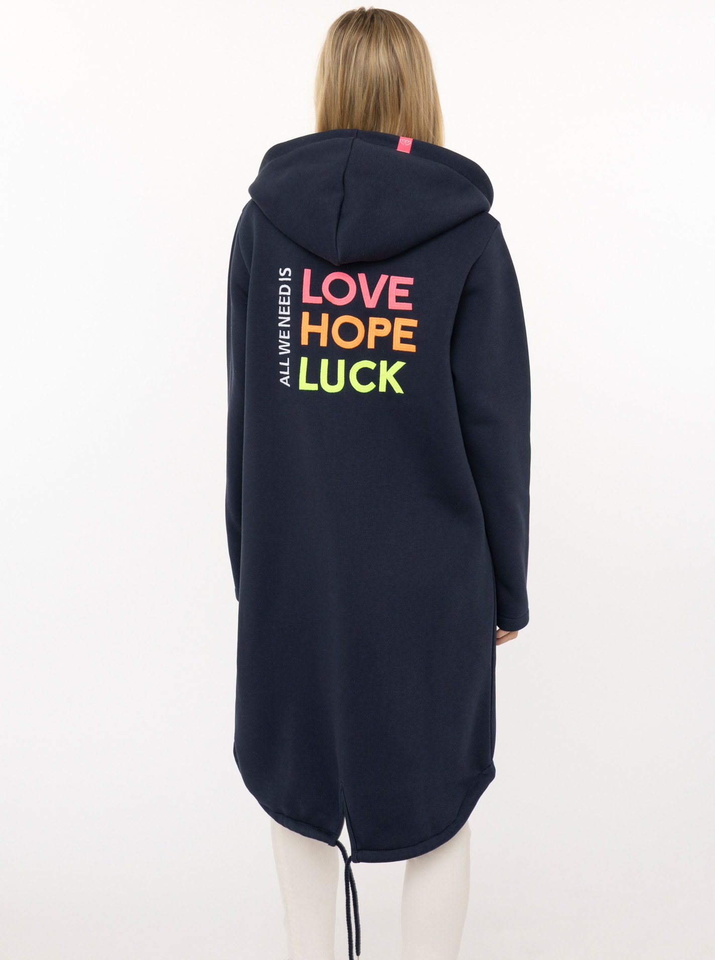 Zwillingsherz Manteau en jersey Regular Fit, Langarm, Kapuze, Reissverschluss, Neon-Stickerei