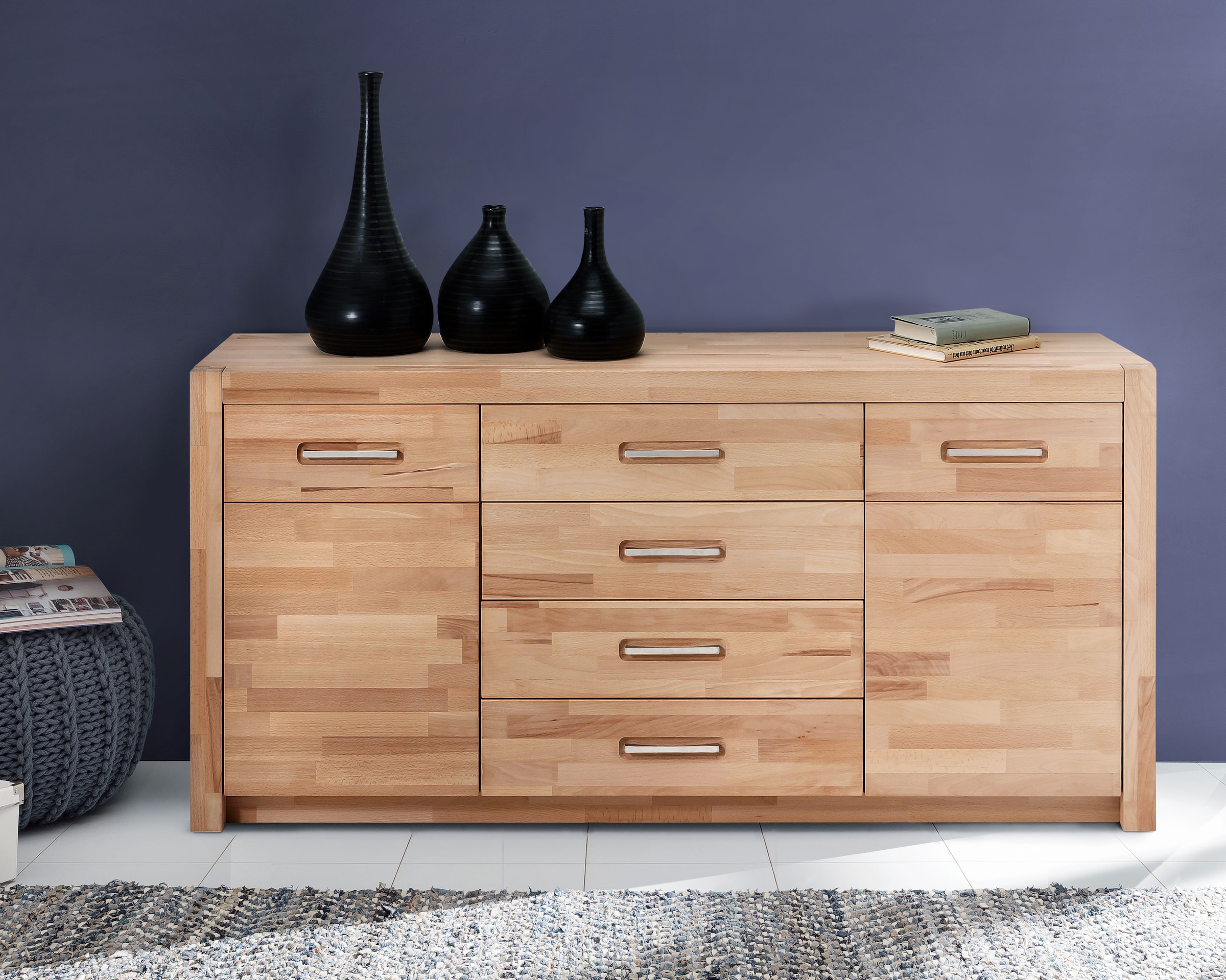 MCA living Sideboard »Fenja« 1 Stk. tlg. Massivholz, 4 Schubkästen, 2 Türen