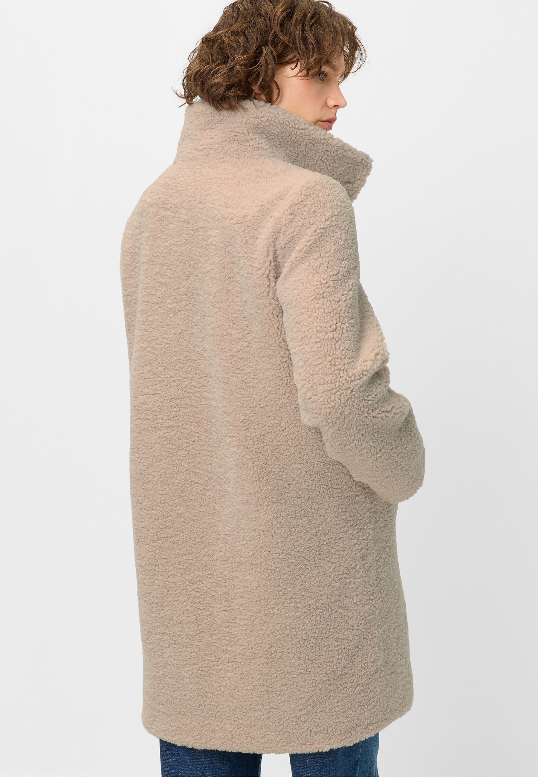 Fuchs Schmitt Manteau en imitation fourrure col montant, coupe régulière