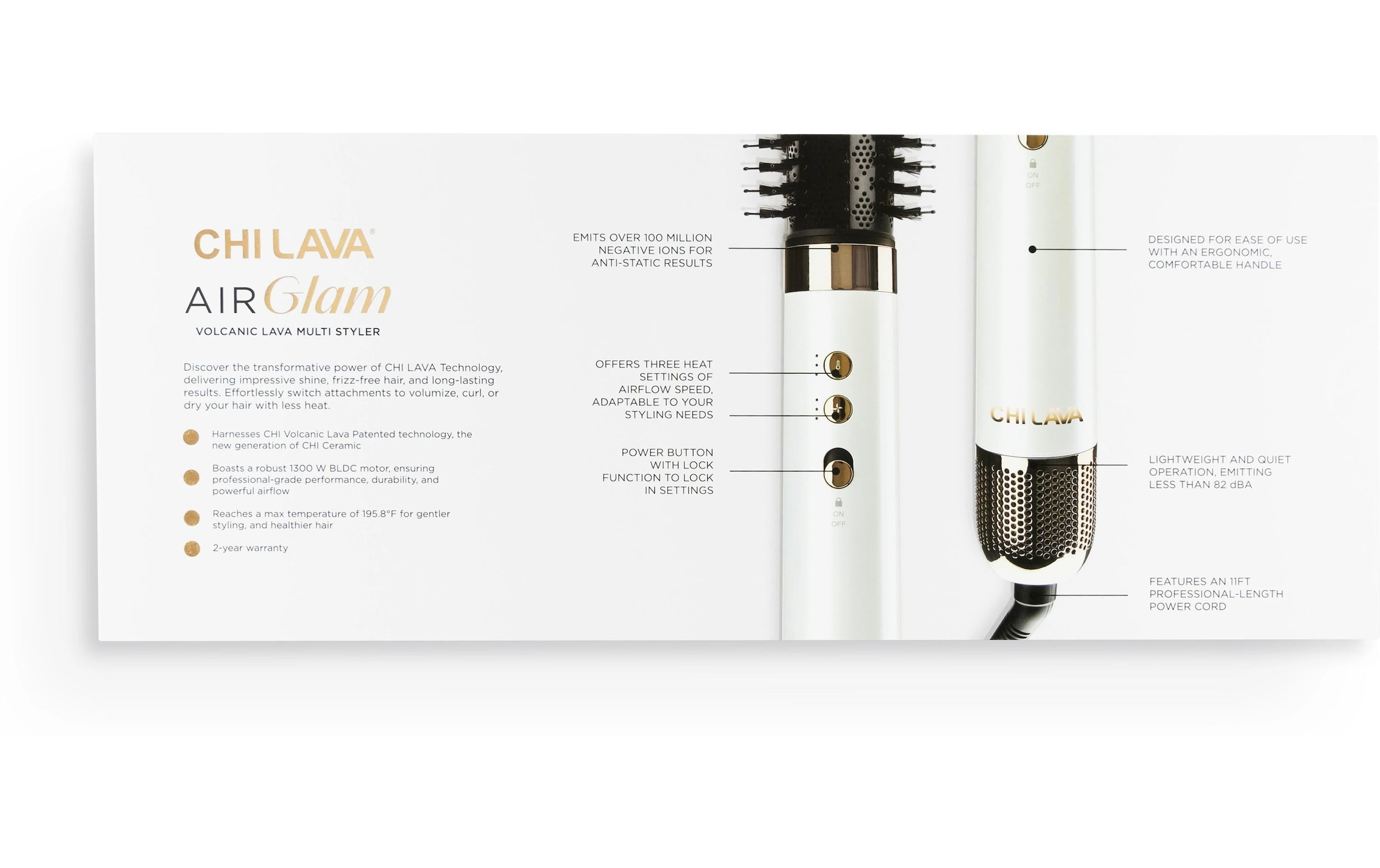   Warmluftbürste »chi Lava AirGlam 1300 W«
