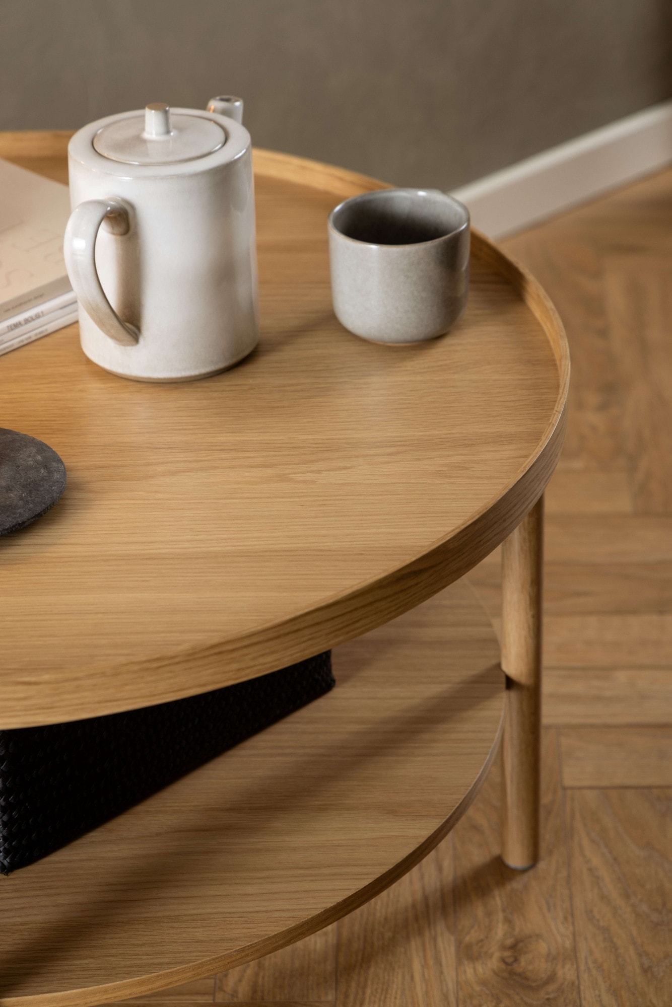 ACTONA GROUP Table basse »Banbury, Sofatisch, Wohnzimmertisch« 80x80x42 cm,  2 niveaux, placage chêne, forme ronde, FSC™